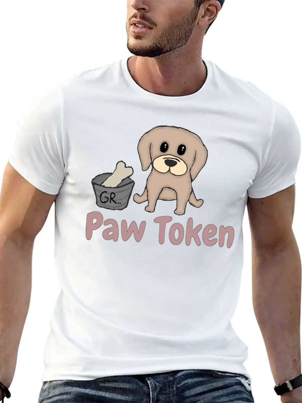 Paw Token, Puppy Lovers Token Basic Graphic T-Shirt – Daily Comfort In Soft Cotton