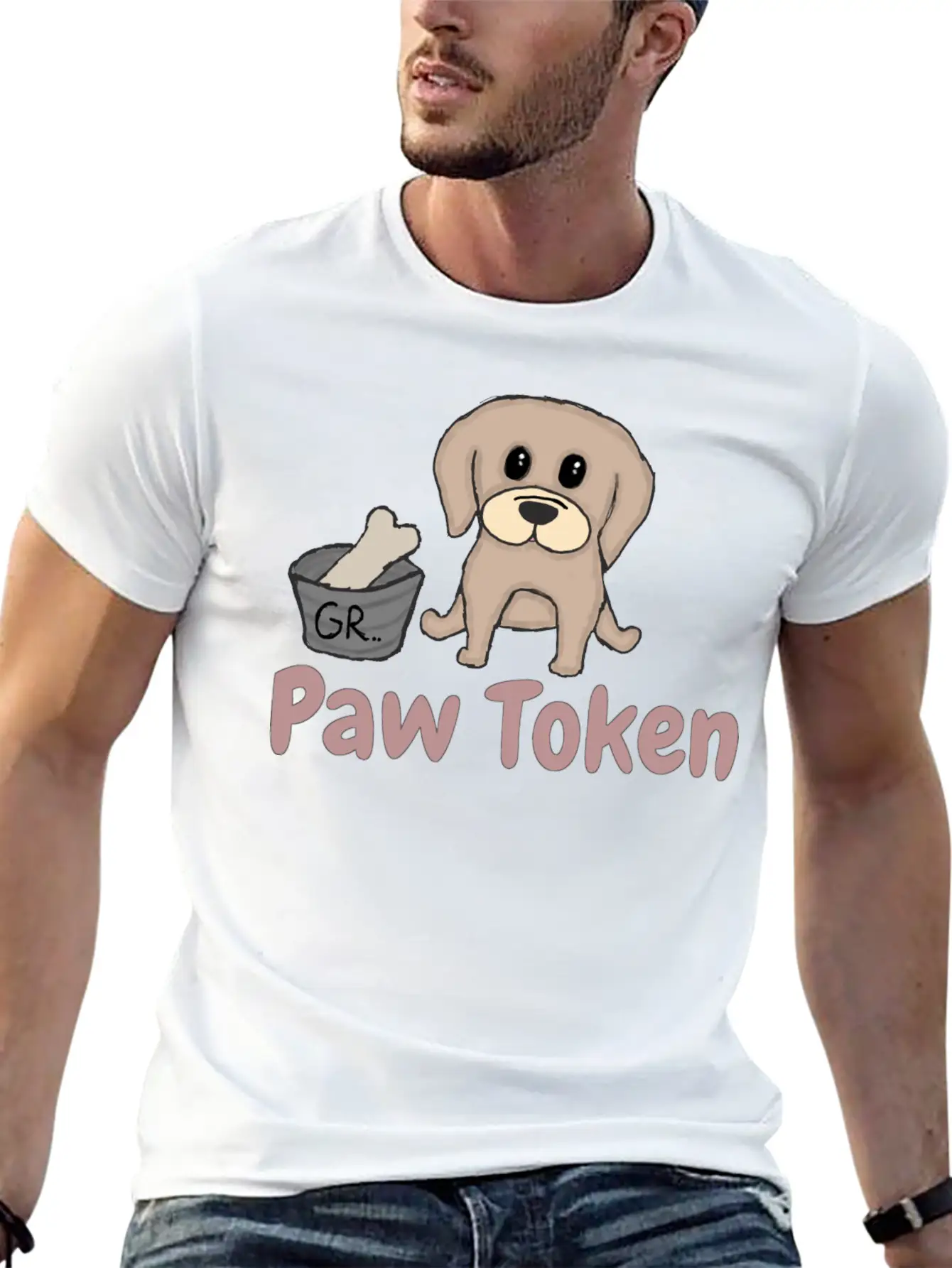 Paw Token, Puppy Lovers Token Basic Graphic T-Shirt – Daily Comfort In Soft Cotton