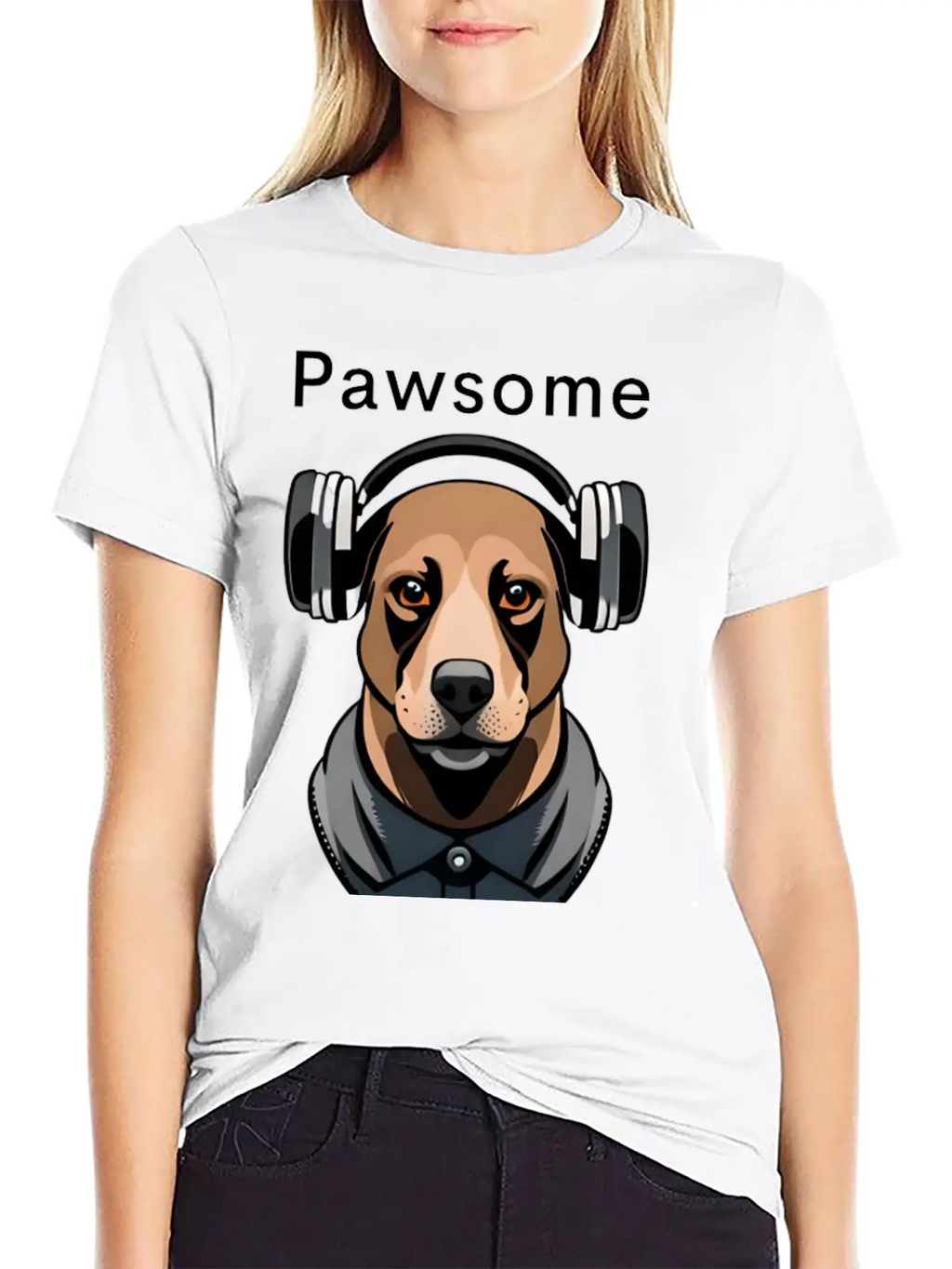 Pawsome Rhythm-Digital Robotic Dog With Headphones Basic Graphic T-Shirt – Daily Comfort In Soft Cotton