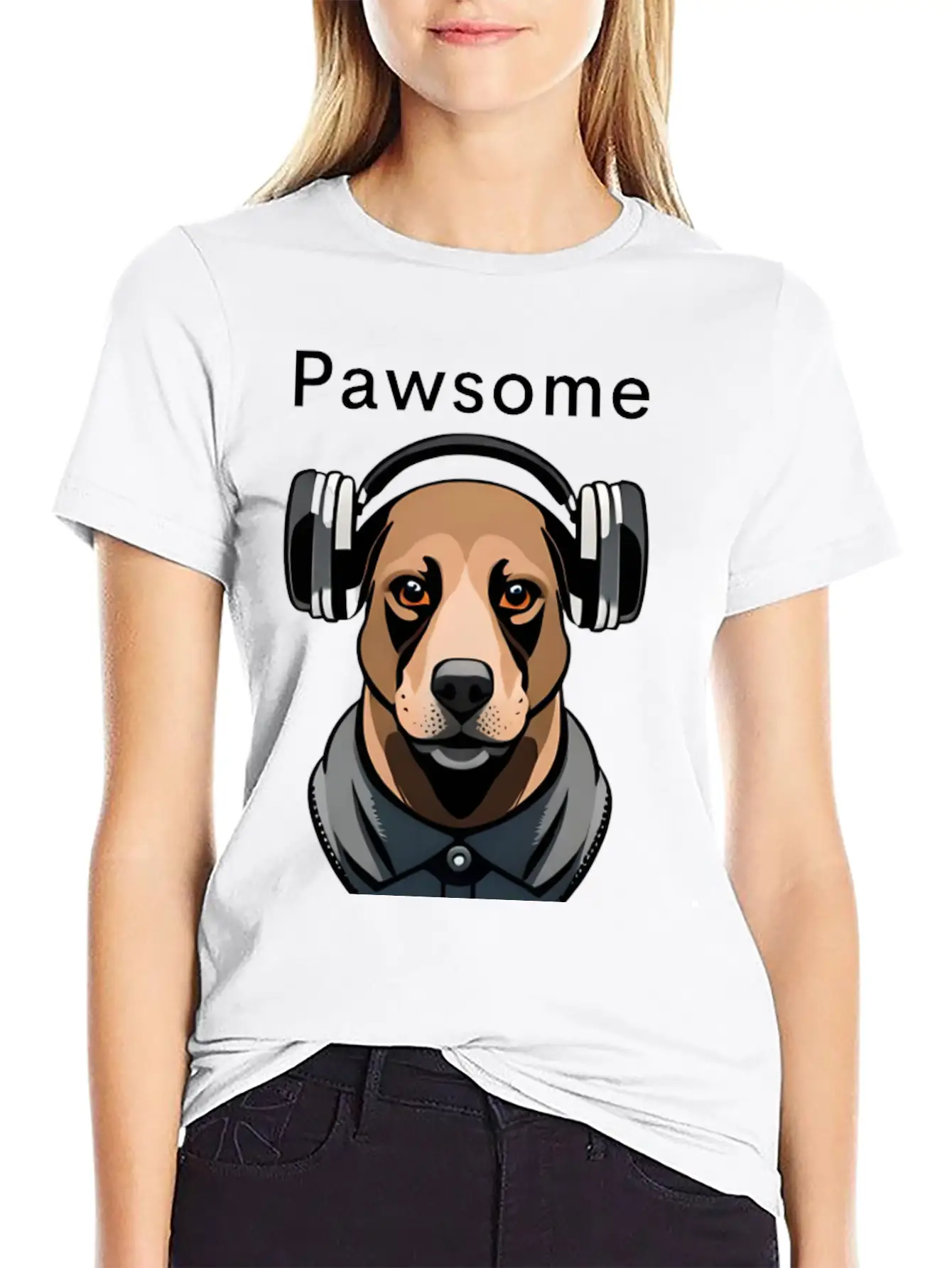 Pawsome Rhythm-Digital Robotic Dog With Headphones Basic Graphic T-Shirt – Daily Comfort In Soft Cotton
