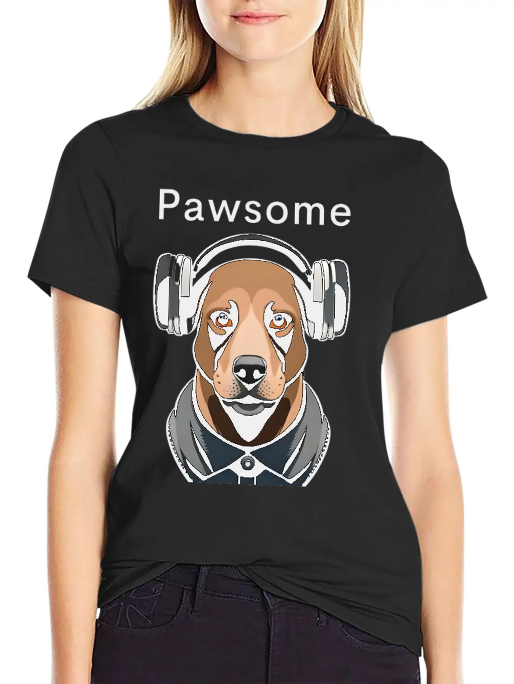 Pawsome Rhythm-Digital Robotic Dog With Headphones Basic Graphic T-Shirt – Daily Comfort In Soft Cotton