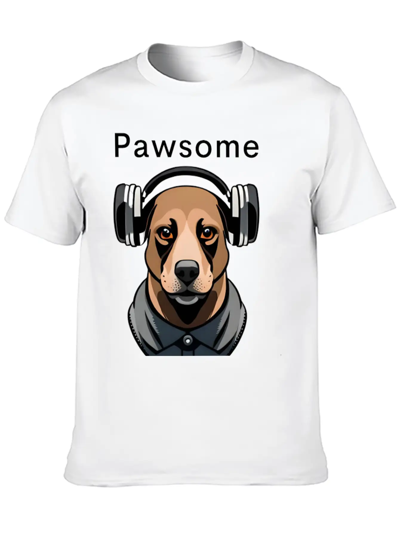 Pawsome Rhythm-Digital Robotic Dog With Headphones Basic Graphic T-Shirt – Daily Comfort In Soft Cotton