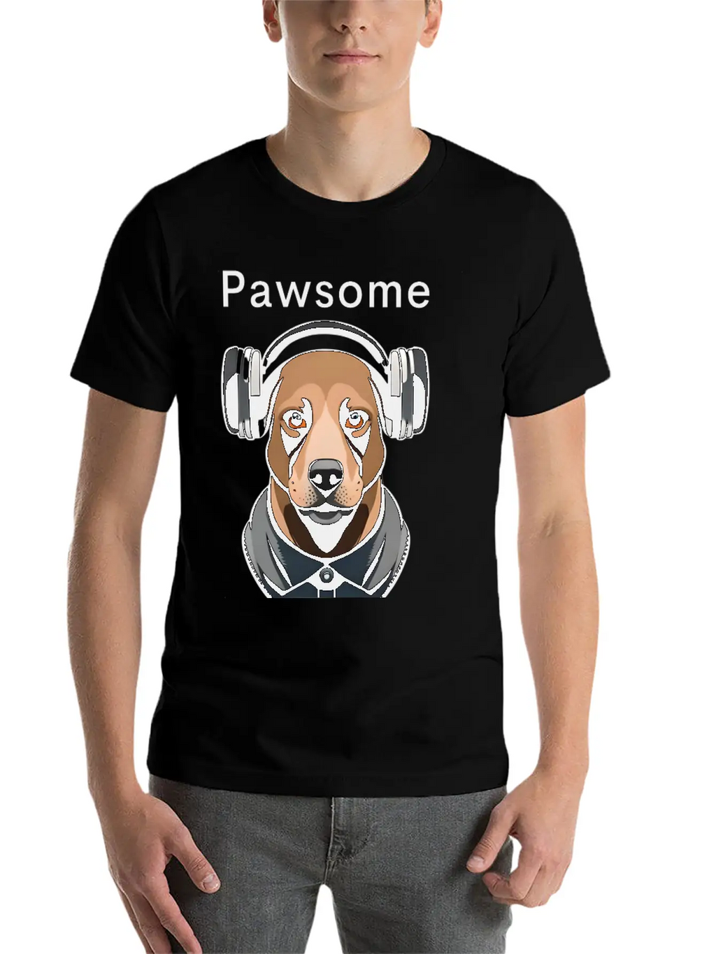 Pawsome Rhythm-Digital Robotic Dog With Headphones Basic Graphic T-Shirt – Daily Comfort In Soft Cotton