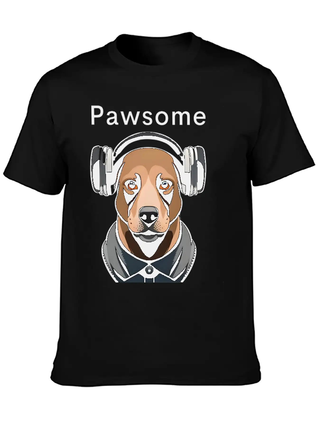 Pawsome Rhythm-Digital Robotic Dog With Headphones Basic Graphic T-Shirt – Daily Comfort In Soft Cotton