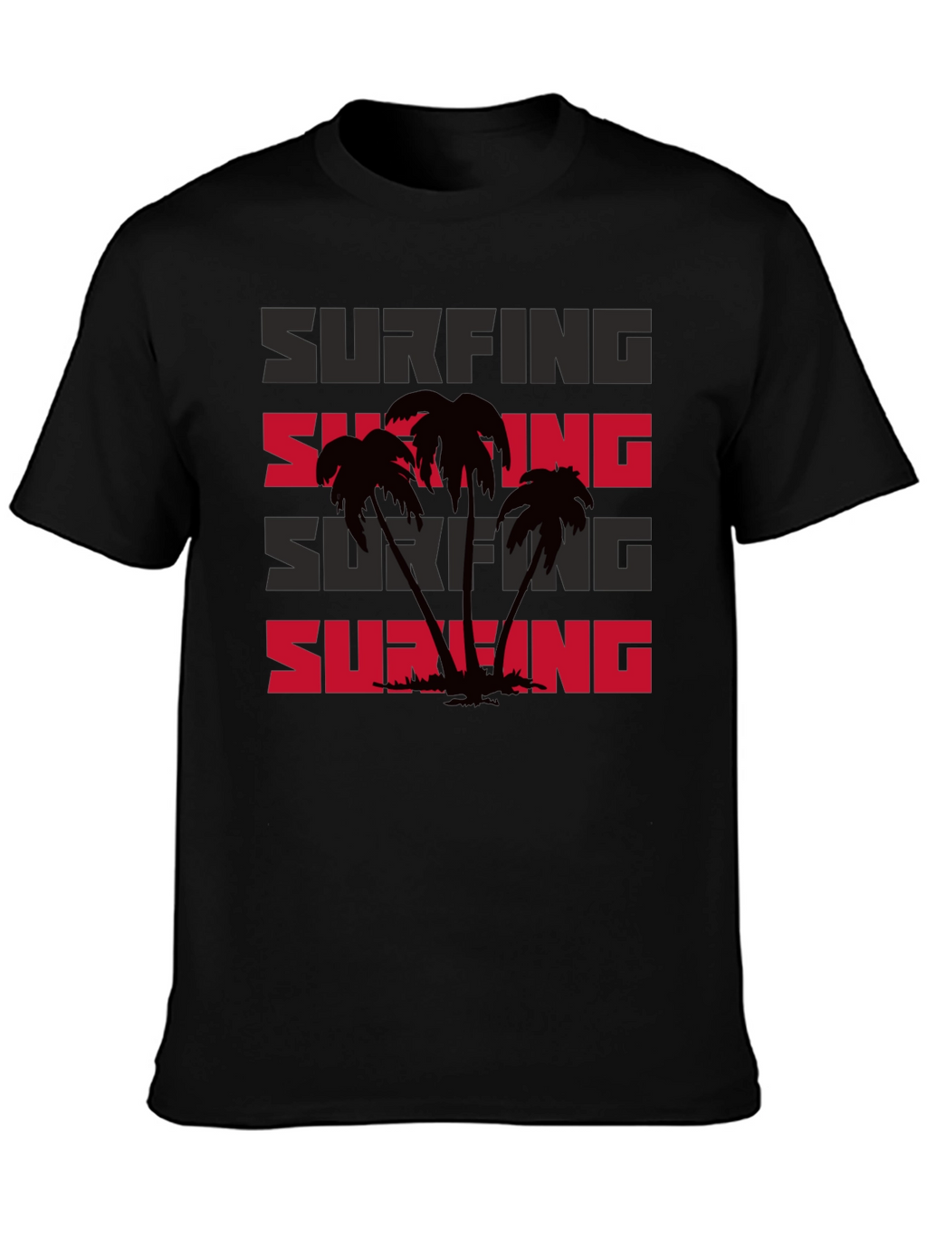 Surfing Palm Tree Graphic T-Shirt