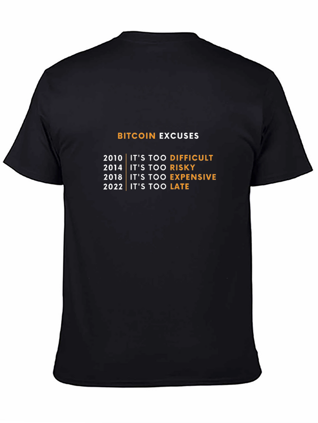 Bitcoin Excuses T-Shirt - Crypto Humor Tee