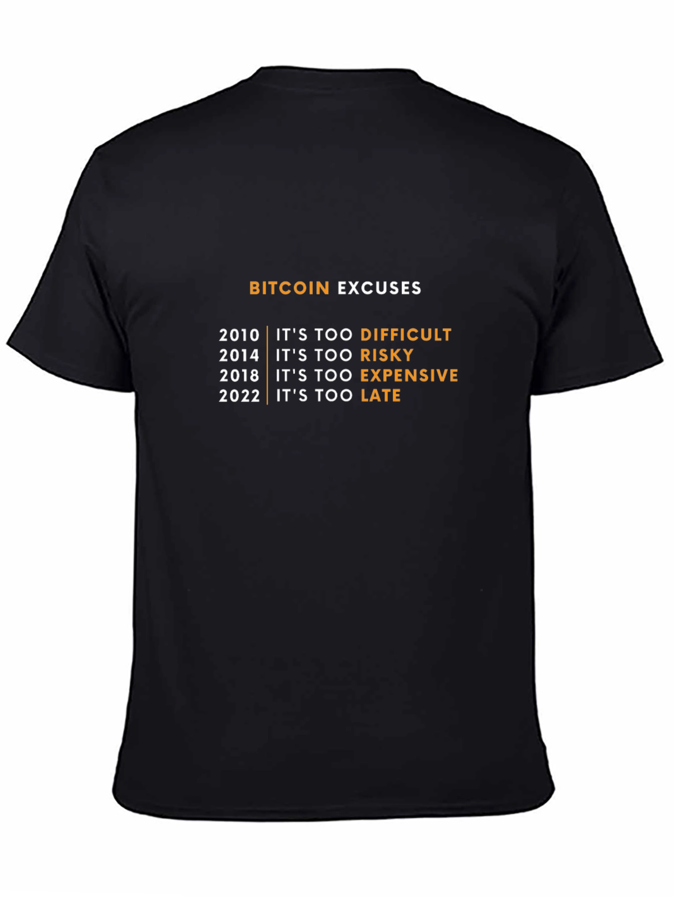 Bitcoin Excuses T-Shirt - Crypto Humor Tee