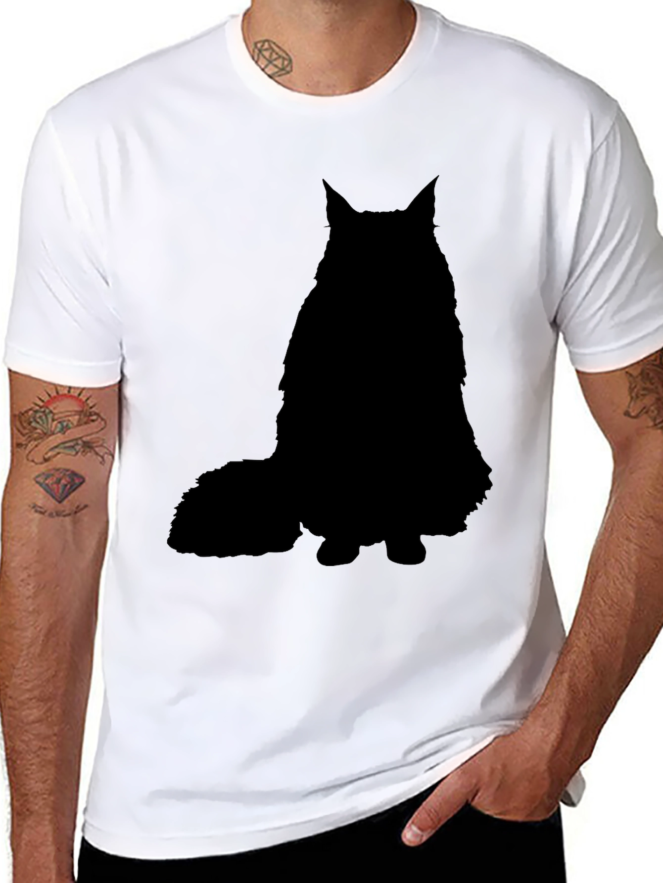 Black Cat Silhouette Graphic T-Shirt