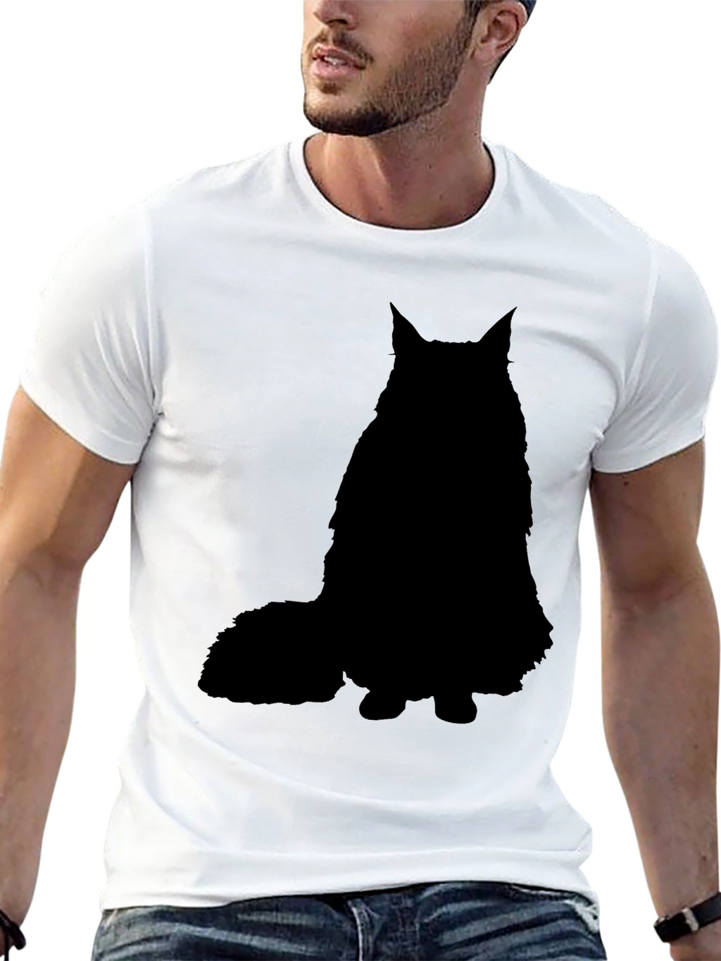 Black Cat Silhouette Graphic T-Shirt