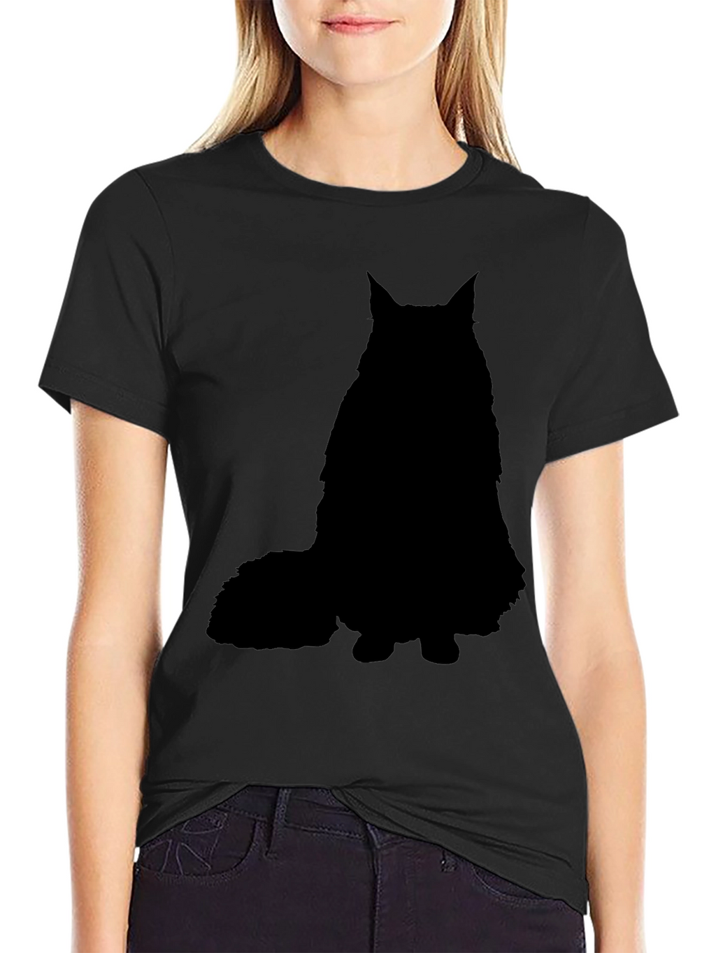 Black Cat Silhouette Graphic T-Shirt