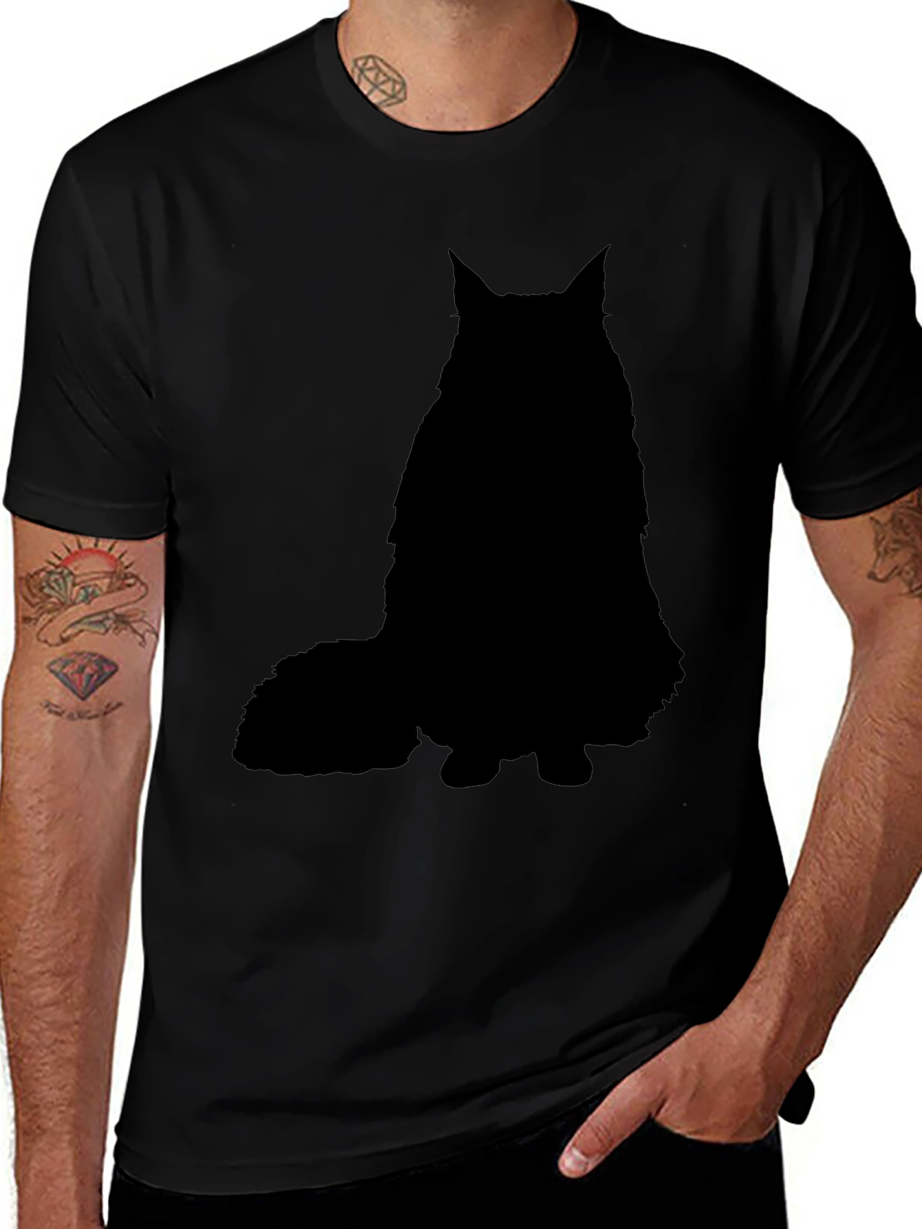 Black Cat Silhouette Graphic T-Shirt