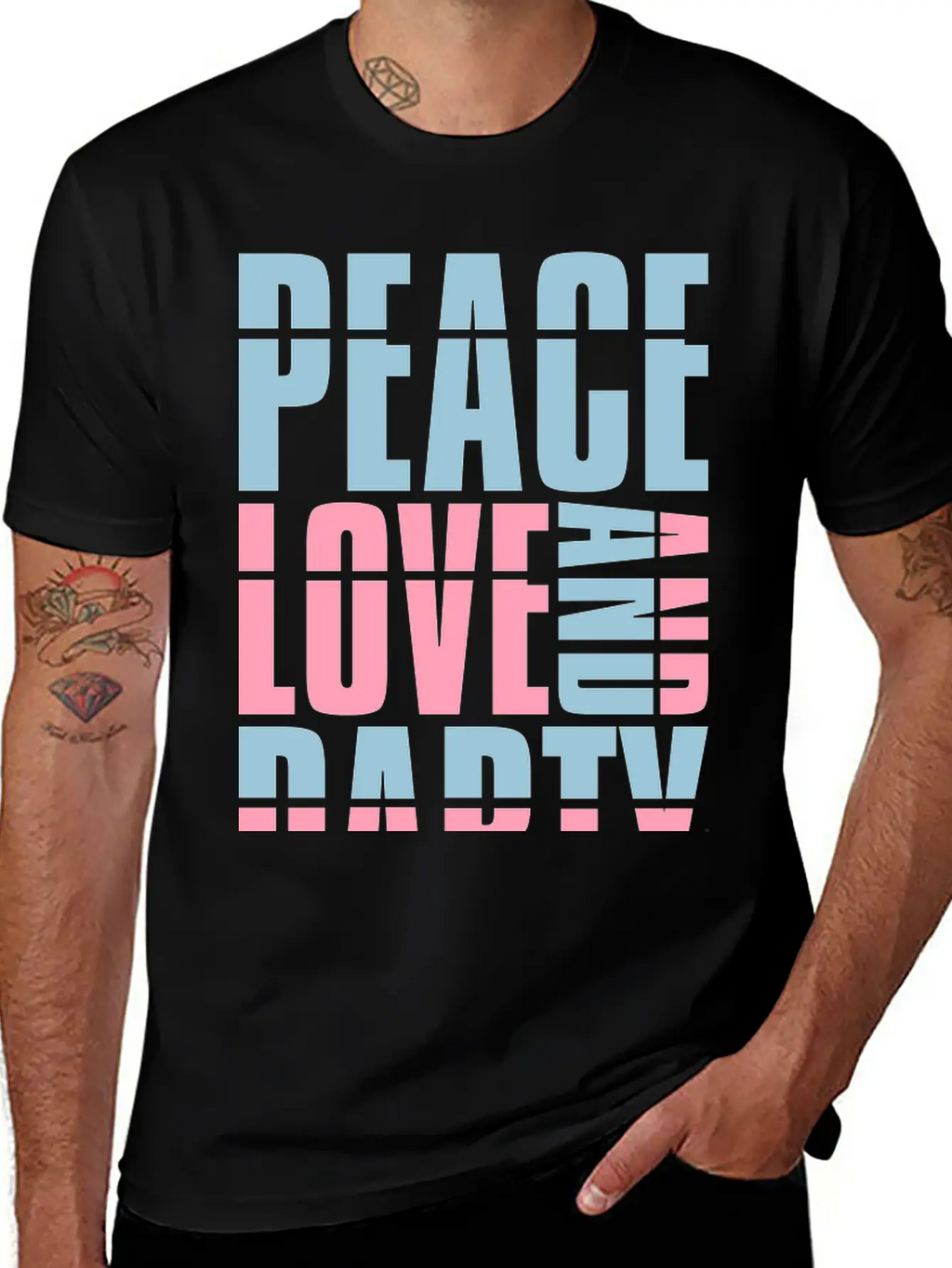Peace Love And Party Concert Crew Friends Saying D Classic Cotton Tee – Unisex Comfort For Any Season