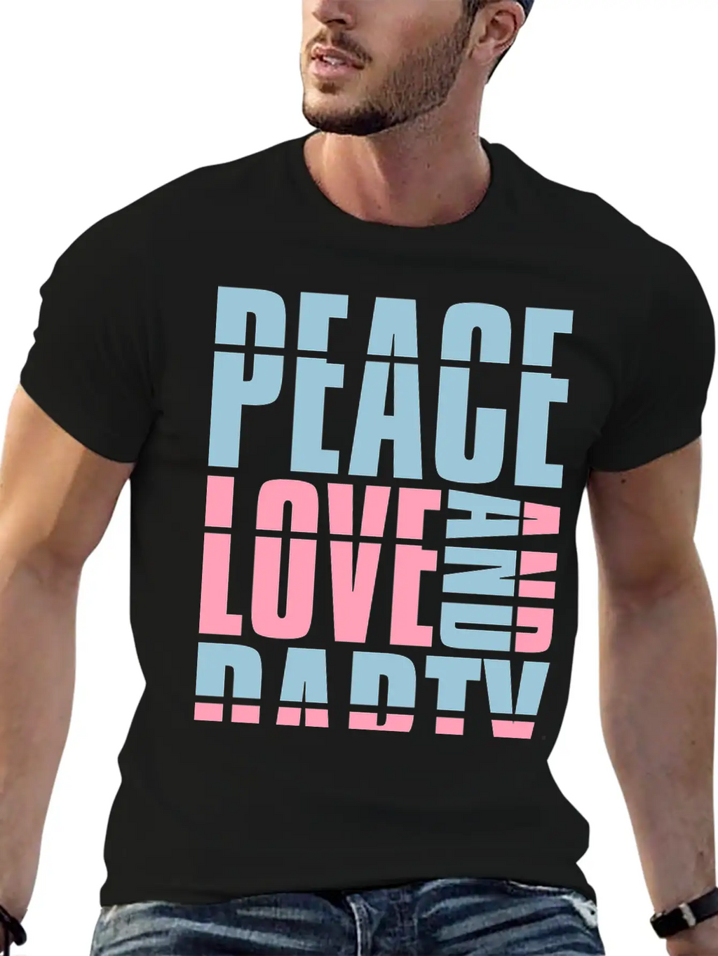 Peace Love And Party Concert Crew Friends Saying D Classic Cotton Tee – Unisex Comfort For Any Season