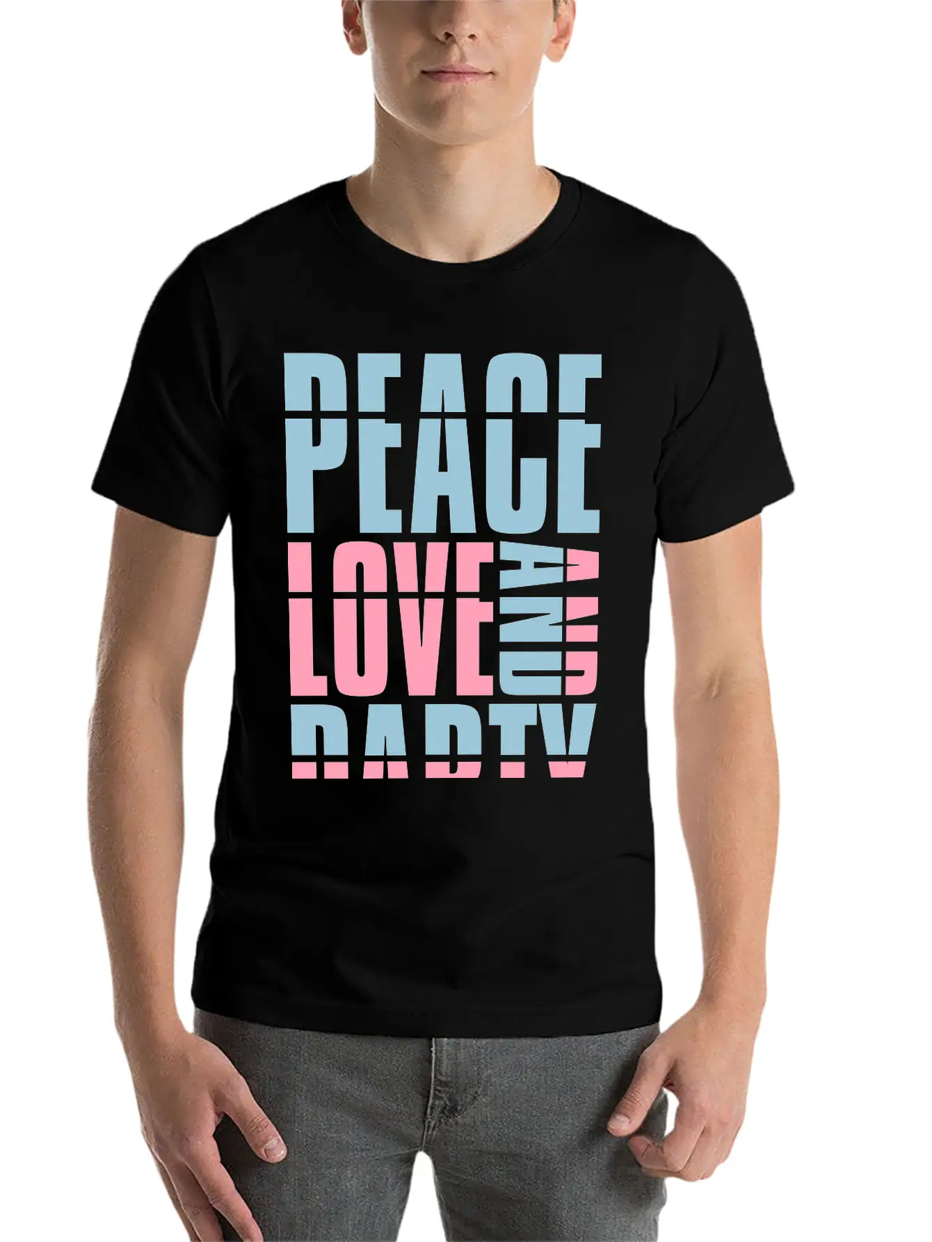 Peace Love And Party Concert Crew Friends Saying D Classic Cotton Tee – Unisex Comfort For Any Season