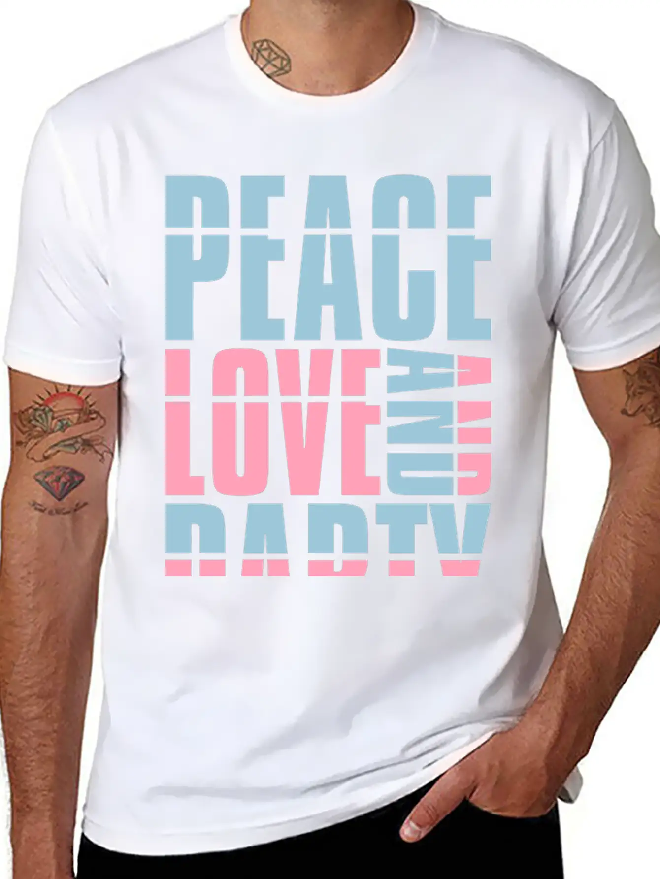 Peace Love And Party Concert Crew Friends Saying D Classic Cotton Tee – Unisex Comfort For Any Season