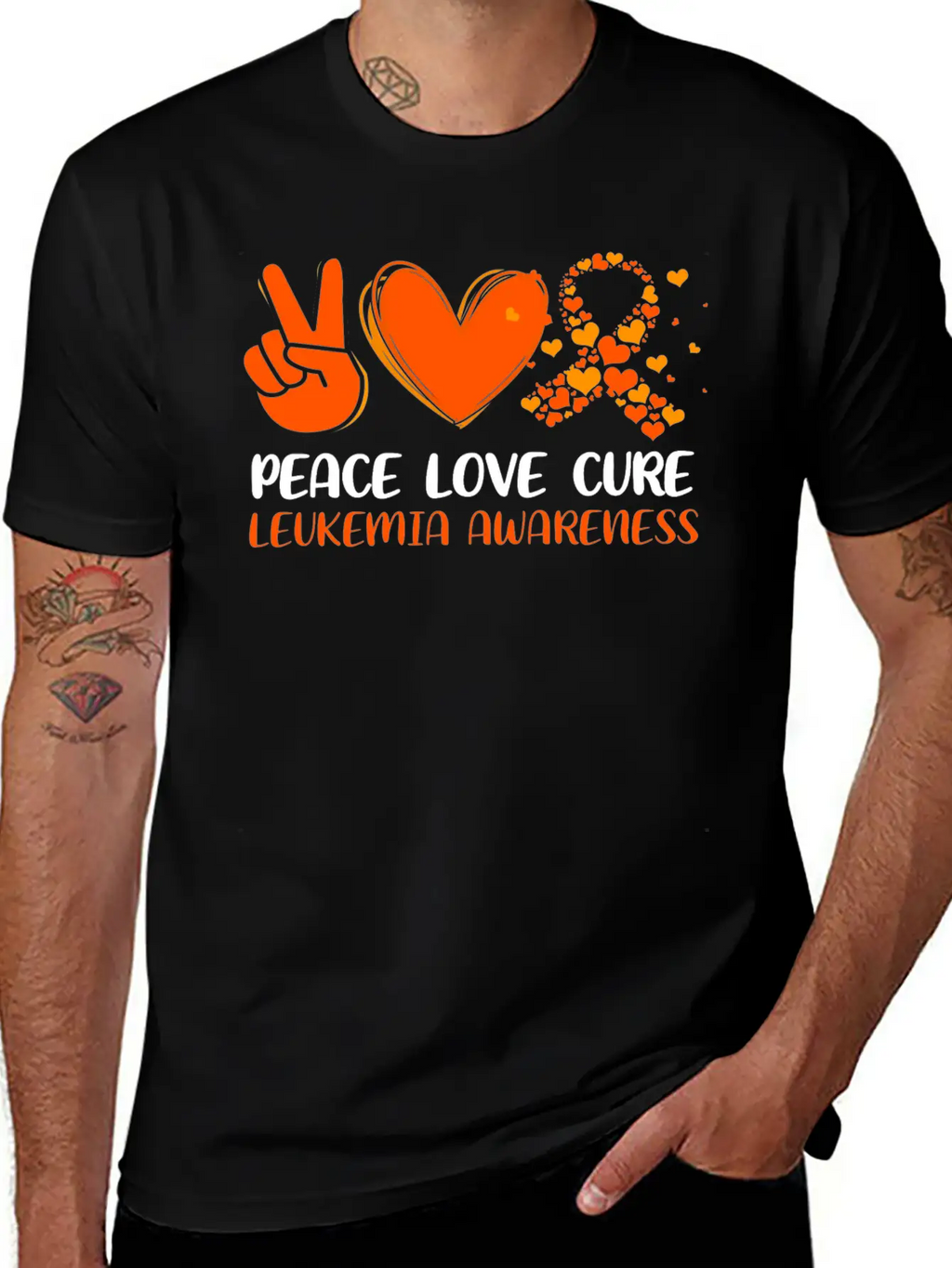 Peace Love Cure Leukemia Awareness Breathable Graphic T-Shirt – Perfect For Casual Days