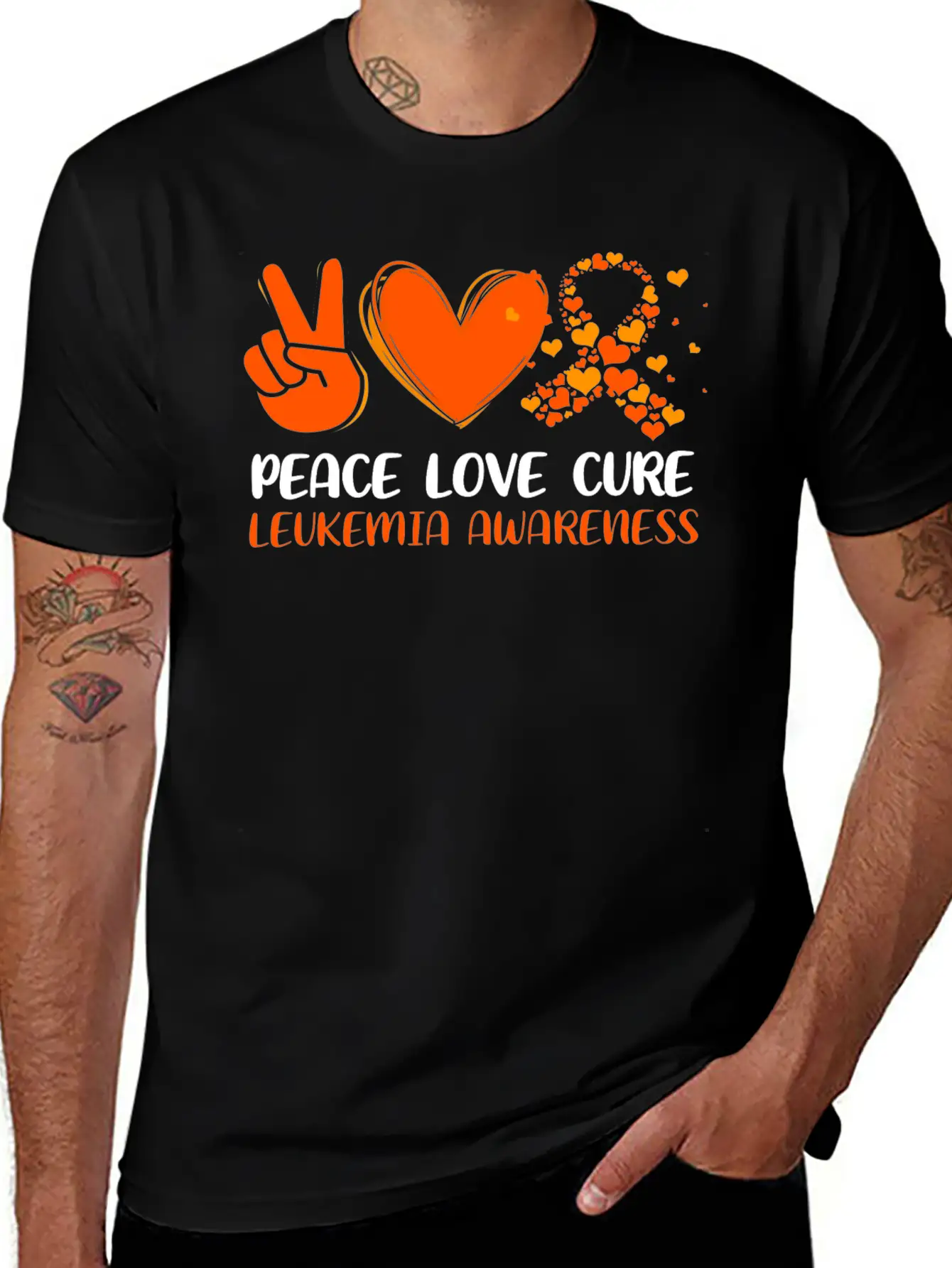 Peace Love Cure Leukemia Awareness Breathable Graphic T-Shirt – Perfect For Casual Days