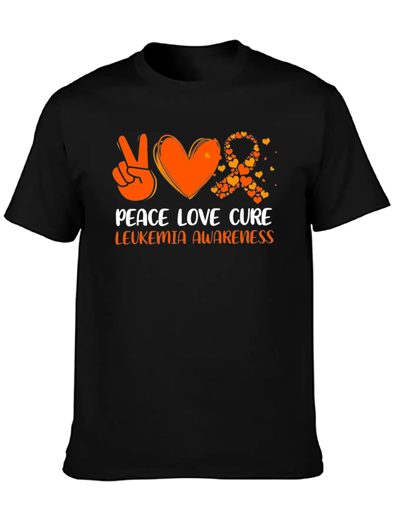 Peace Love Cure Leukemia Awareness Breathable Graphic T-Shirt – Perfect For Casual Days