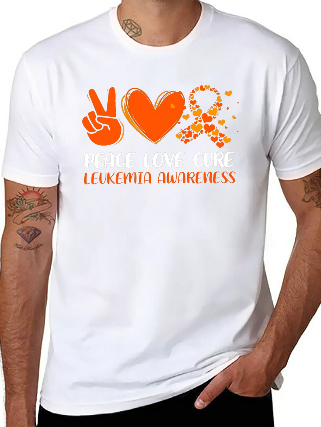 Peace Love Cure Leukemia Awareness Breathable Graphic T-Shirt – Perfect For Casual Days