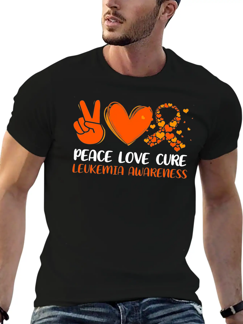 Peace Love Cure Leukemia Awareness Breathable Graphic T-Shirt – Perfect For Casual Days