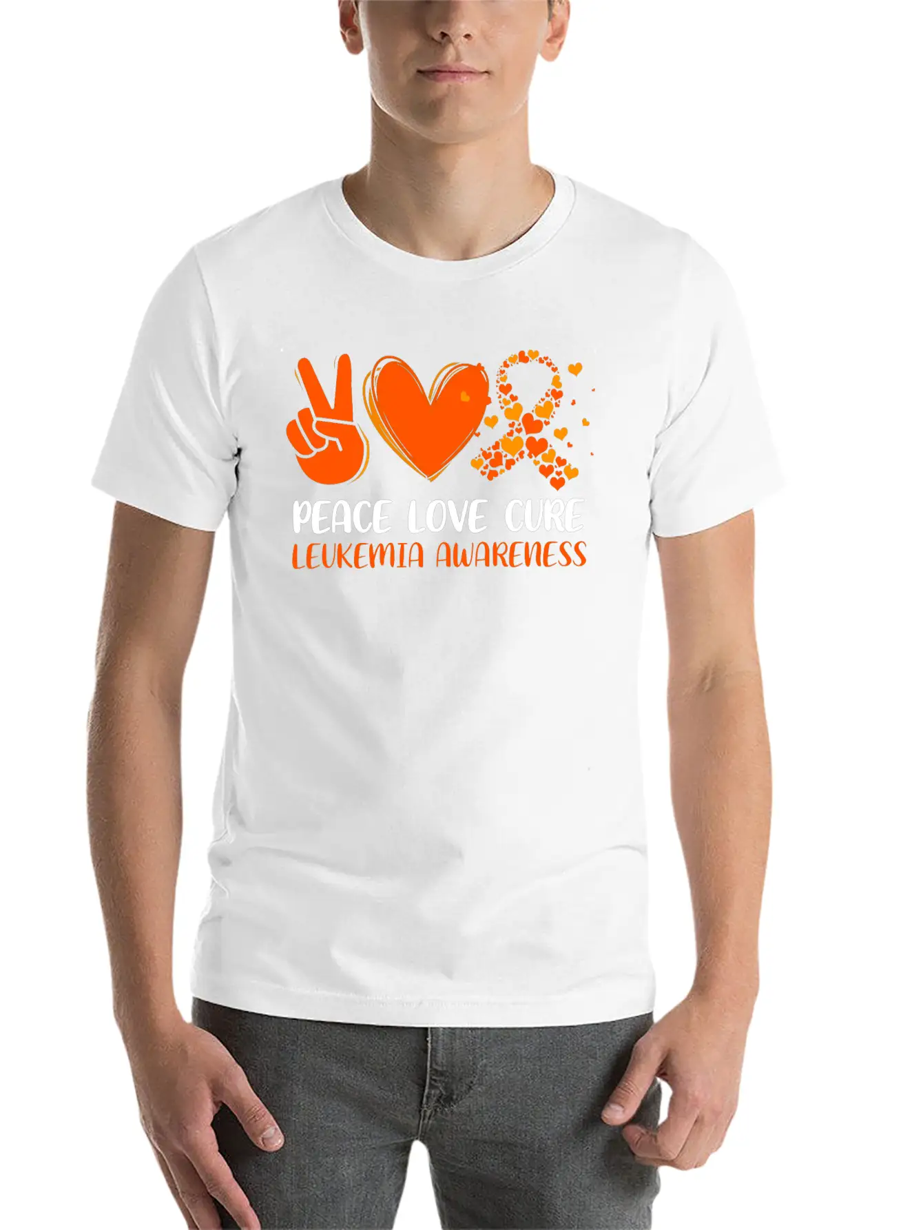 Peace Love Cure Leukemia Awareness Breathable Graphic T-Shirt – Perfect For Casual Days