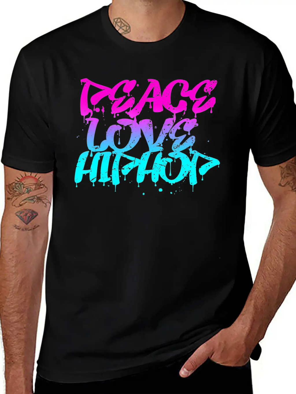 Peace Love Hip Hop Graffiti Retro Rap Music Unisex Casual T-Shirt – Clean Design For Daily Comfort