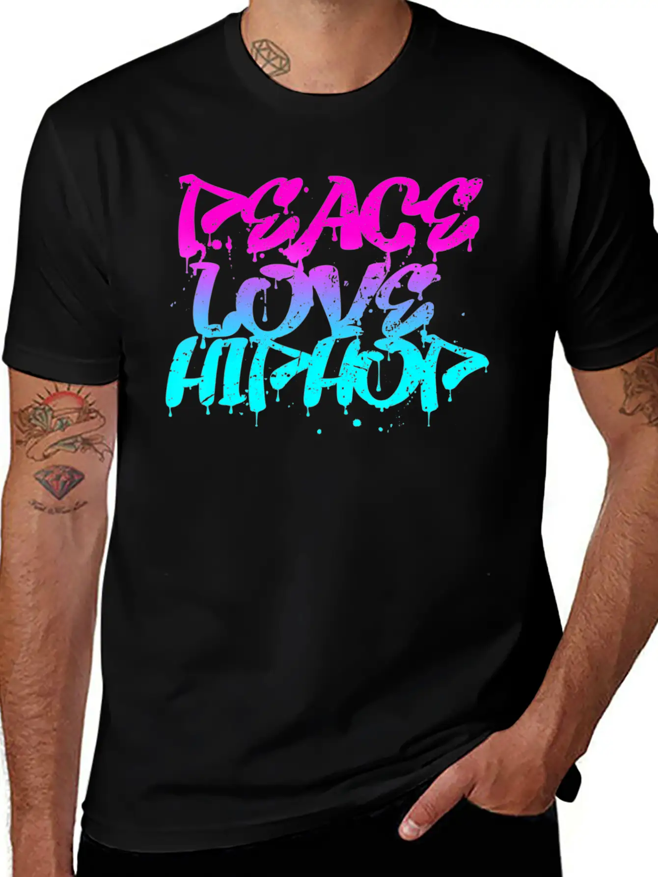 Peace Love Hip Hop Graffiti Retro Rap Music Unisex Casual T-Shirt – Clean Design For Daily Comfort