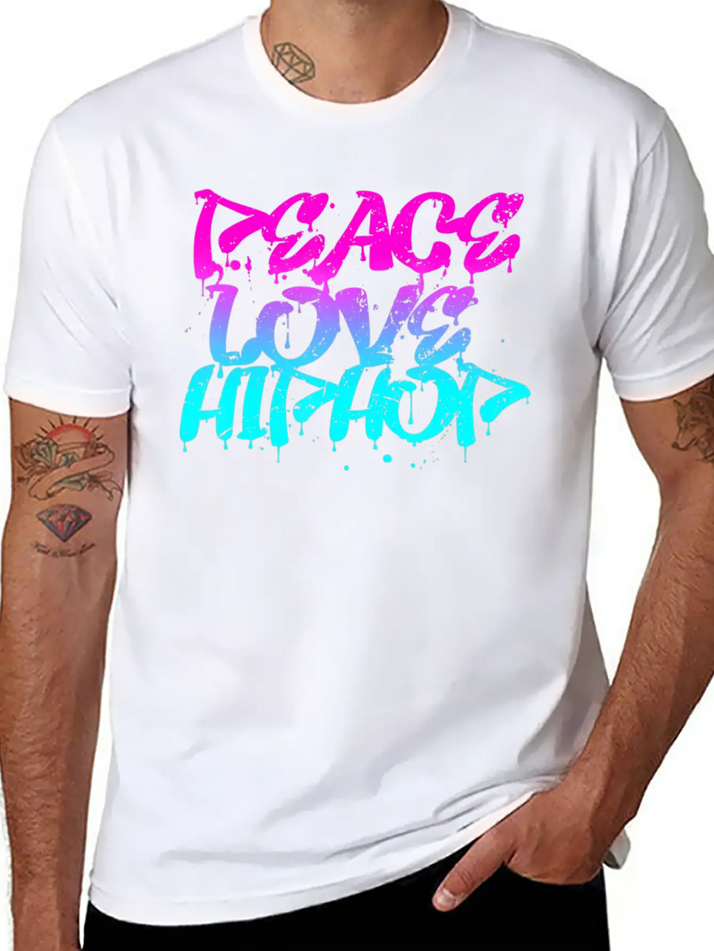 Peace Love Hip Hop Graffiti Retro Rap Music Unisex Casual T-Shirt – Clean Design For Daily Comfort