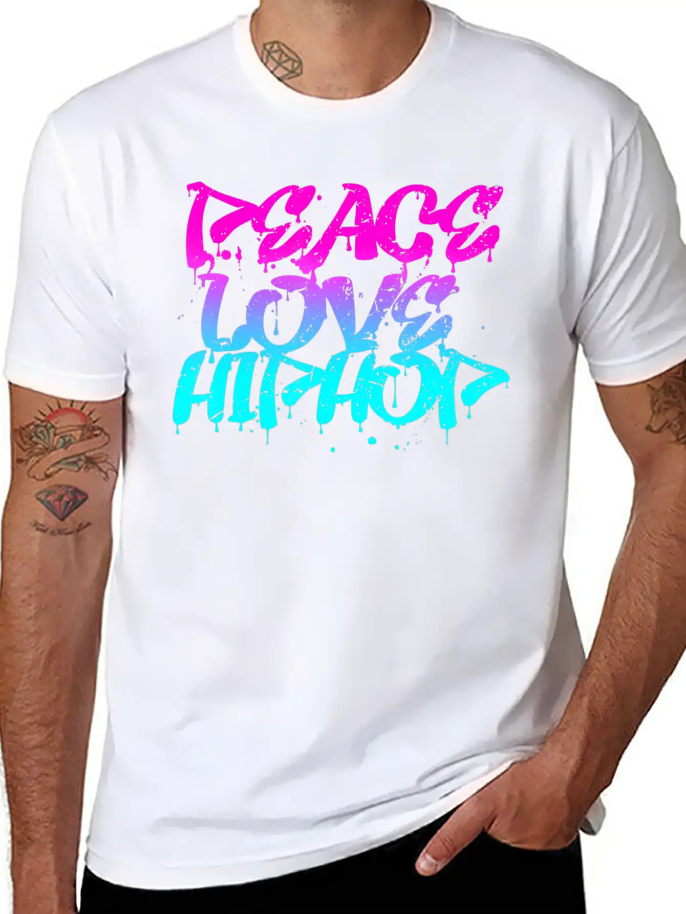 Peace Love Hip Hop Graffiti Retro Rap Music Unisex Casual T-Shirt – Clean Design For Daily Comfort