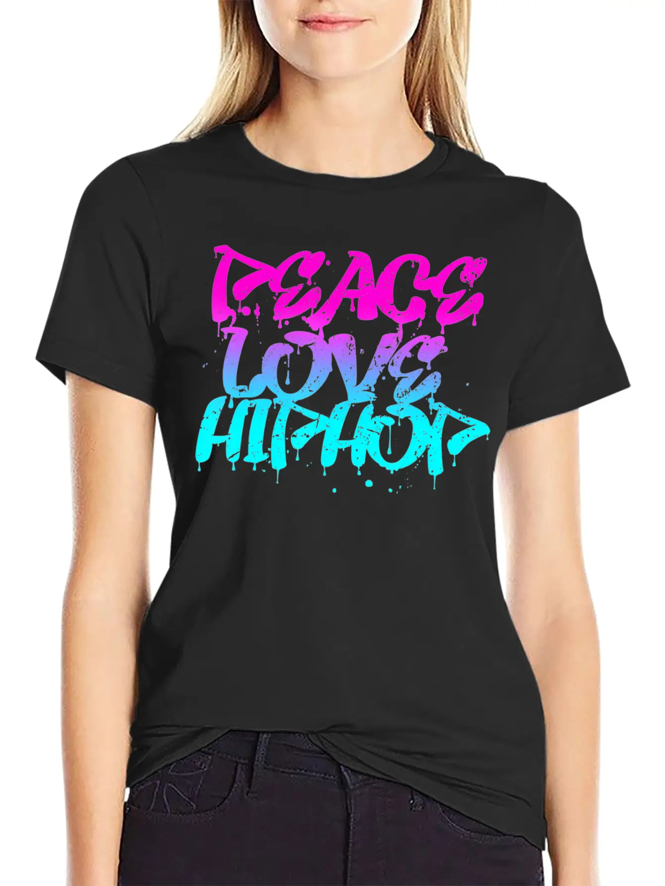 Peace Love Hip Hop Graffiti Retro Rap Music Unisex Casual T-Shirt – Clean Design For Daily Comfort