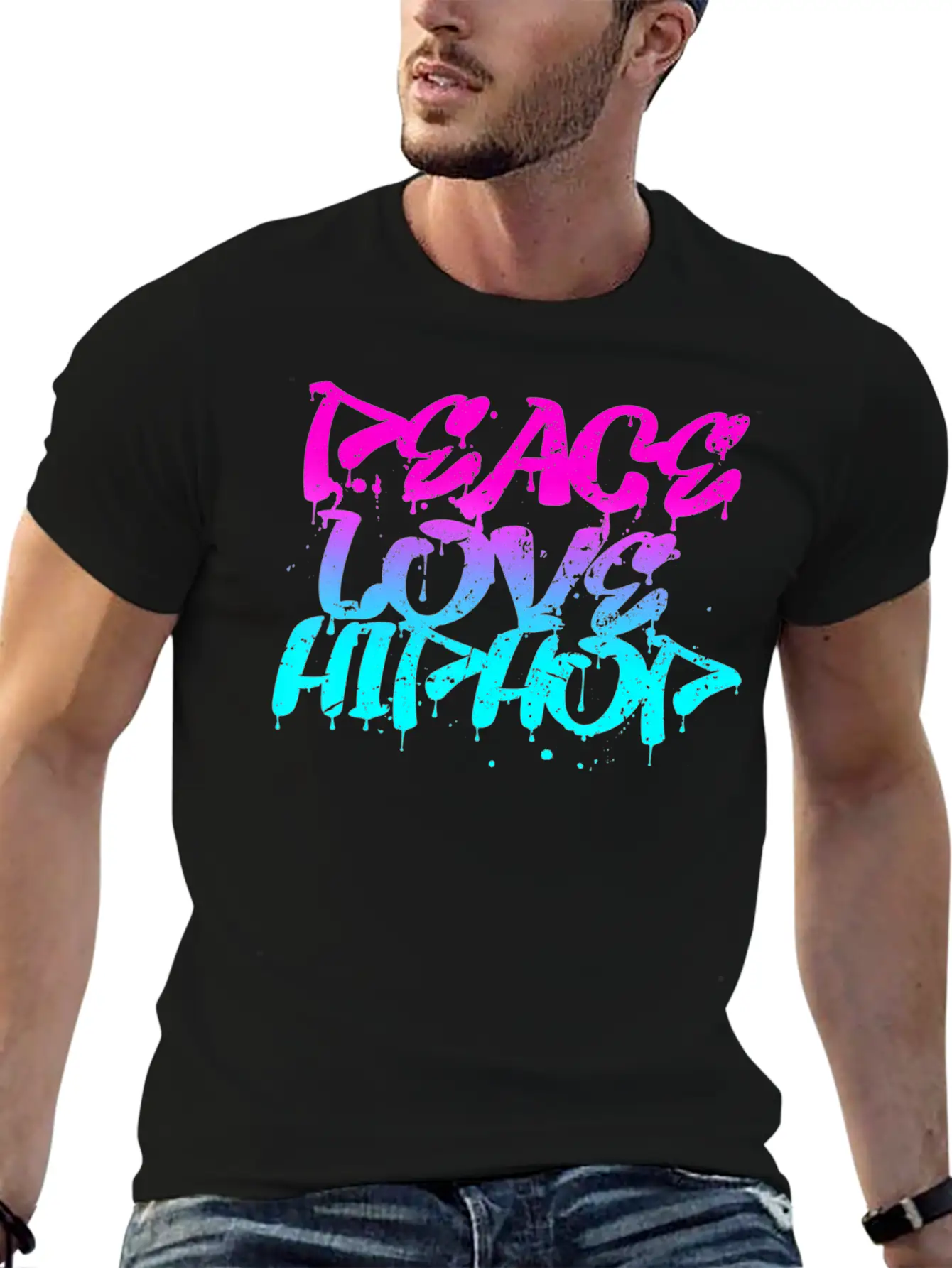 Peace Love Hip Hop Graffiti Retro Rap Music Unisex Casual T-Shirt – Clean Design For Daily Comfort