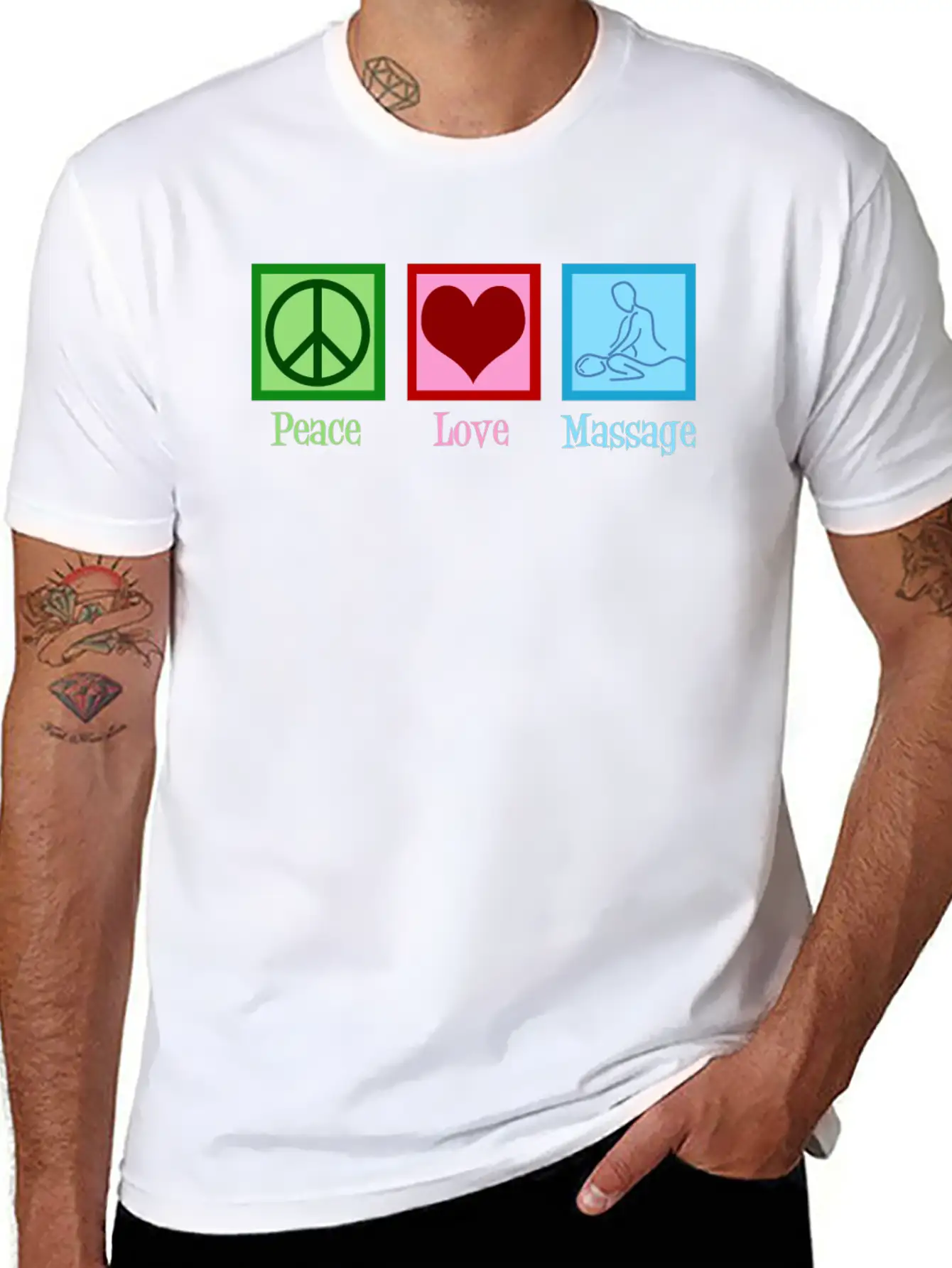 Peace Love Massage Therapy Essential Cotton Tee For Daily Outfits – Unisex Style
