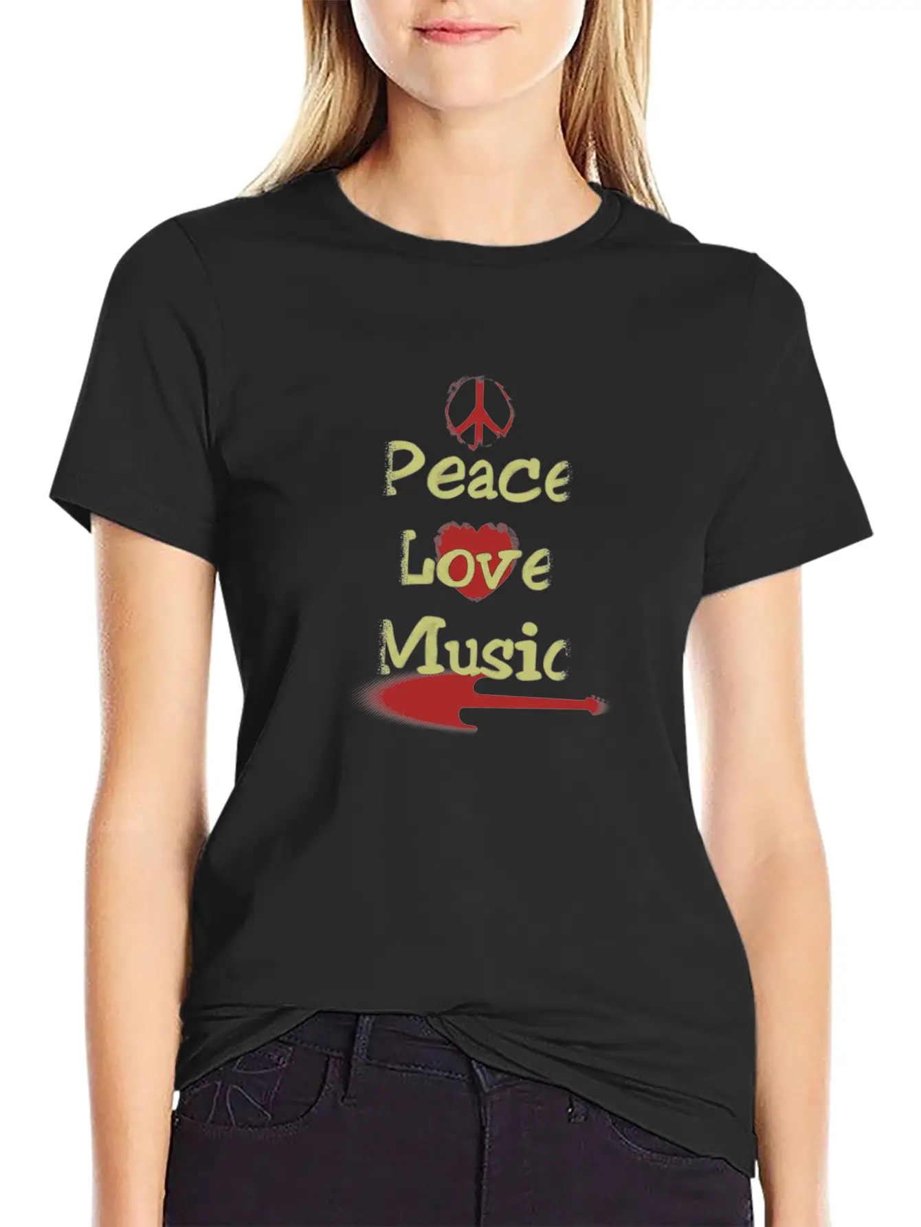 Peace Love Music Breathable Soft Cotton T-Shirt – Timeless Casual Look