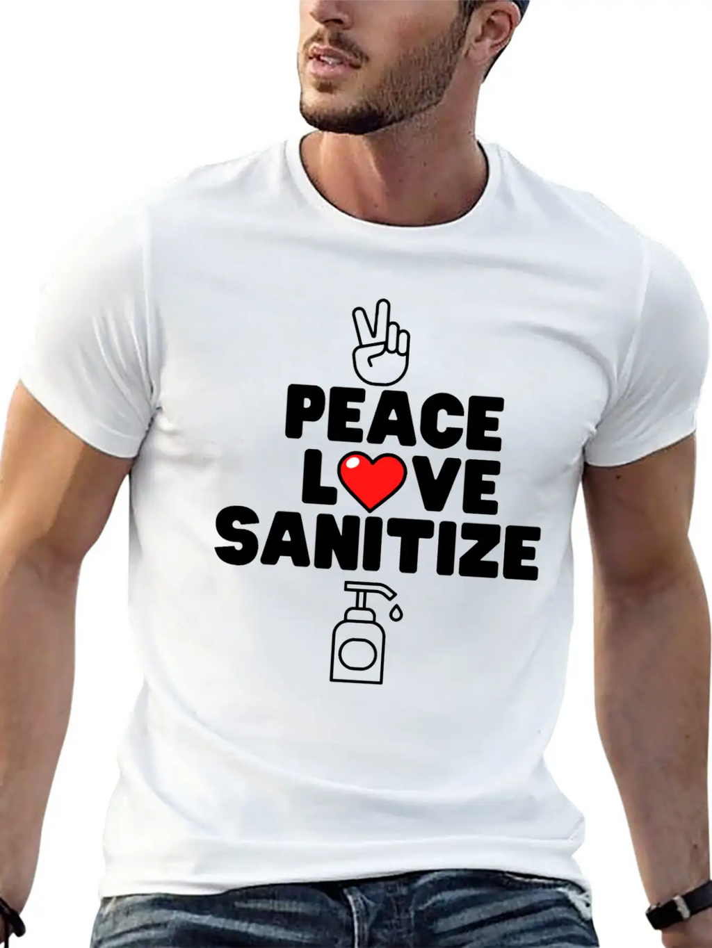 Peace Love Sanitize Funny Social Distancing Gift Classic Cotton Tee – Unisex Comfort For Any Season