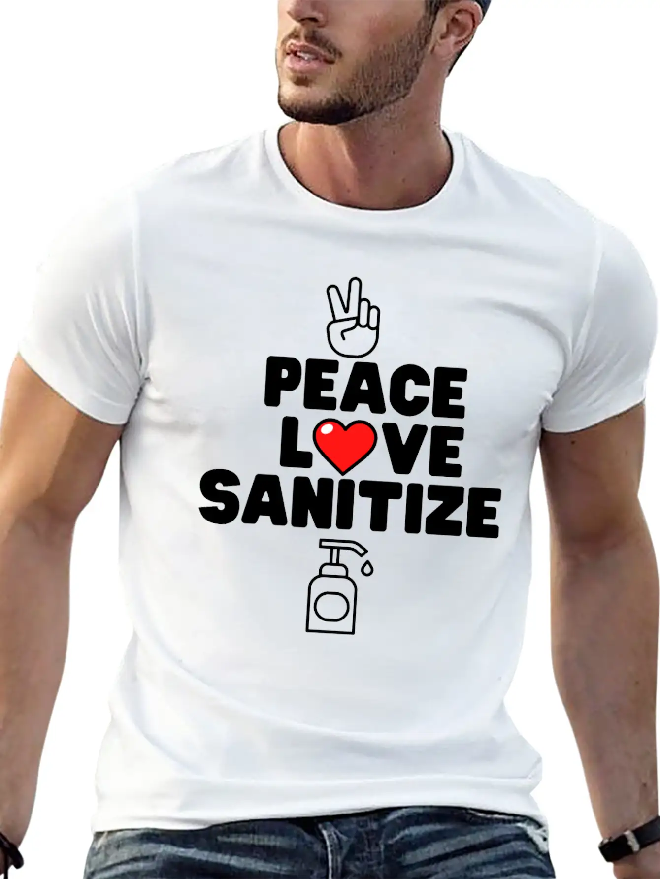 Peace Love Sanitize Funny Social Distancing Gift Classic Cotton Tee – Unisex Comfort For Any Season