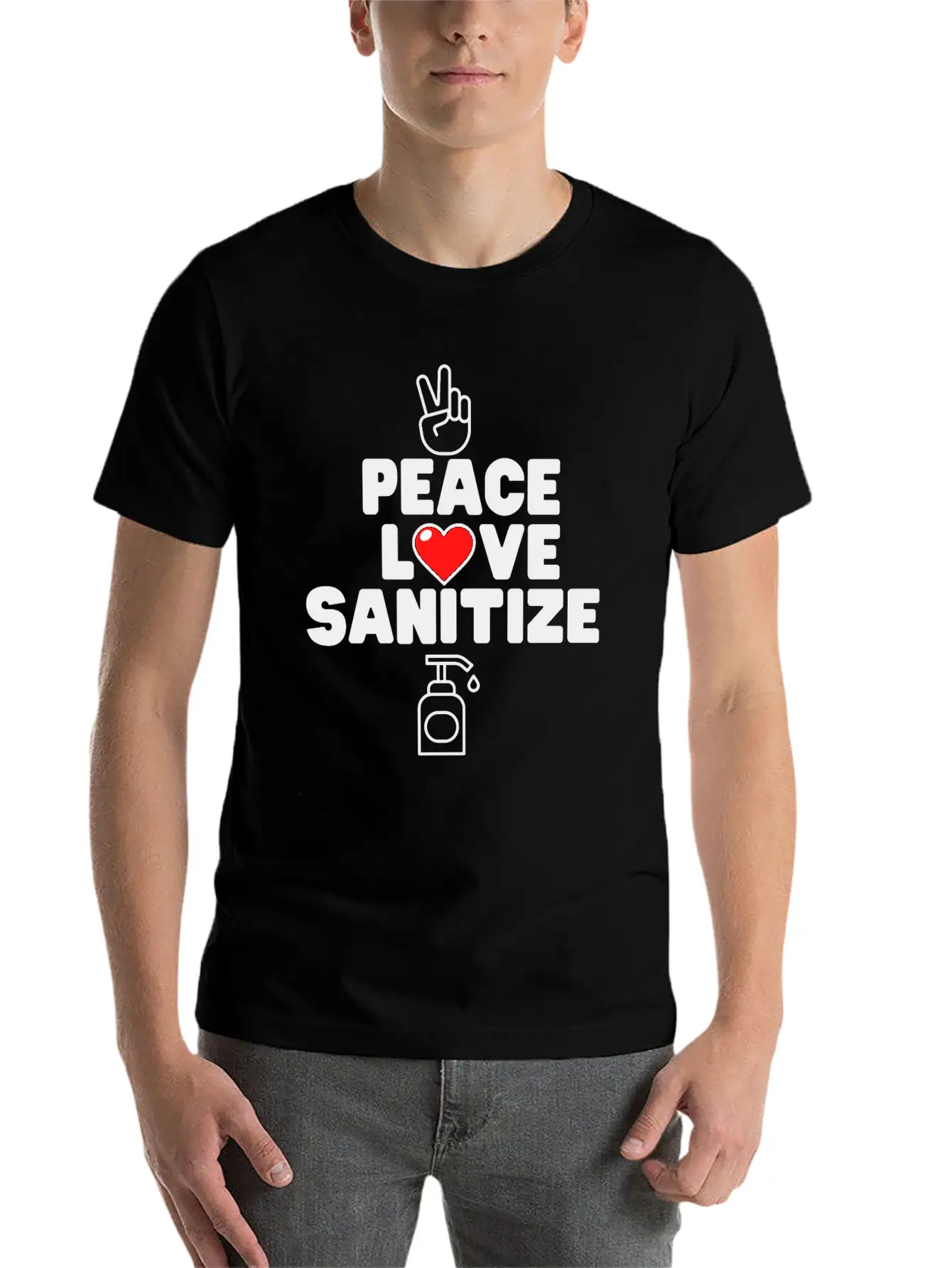 Peace Love Sanitize Funny Social Distancing Gift Classic Cotton Tee – Unisex Comfort For Any Season