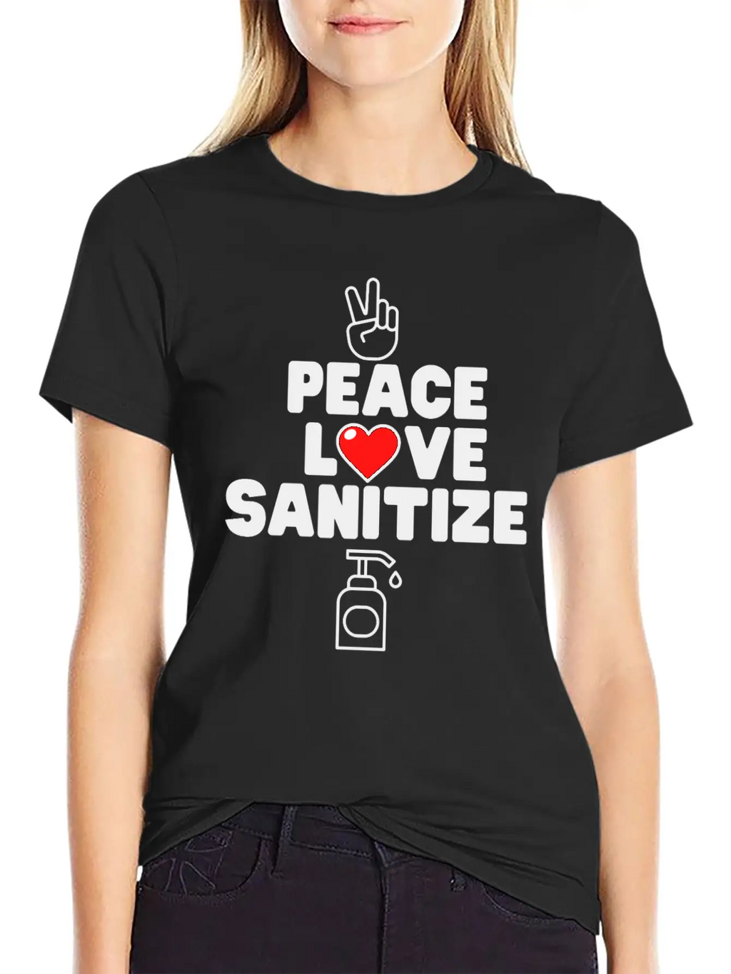 Peace Love Sanitize Funny Social Distancing Gift Classic Cotton Tee – Unisex Comfort For Any Season