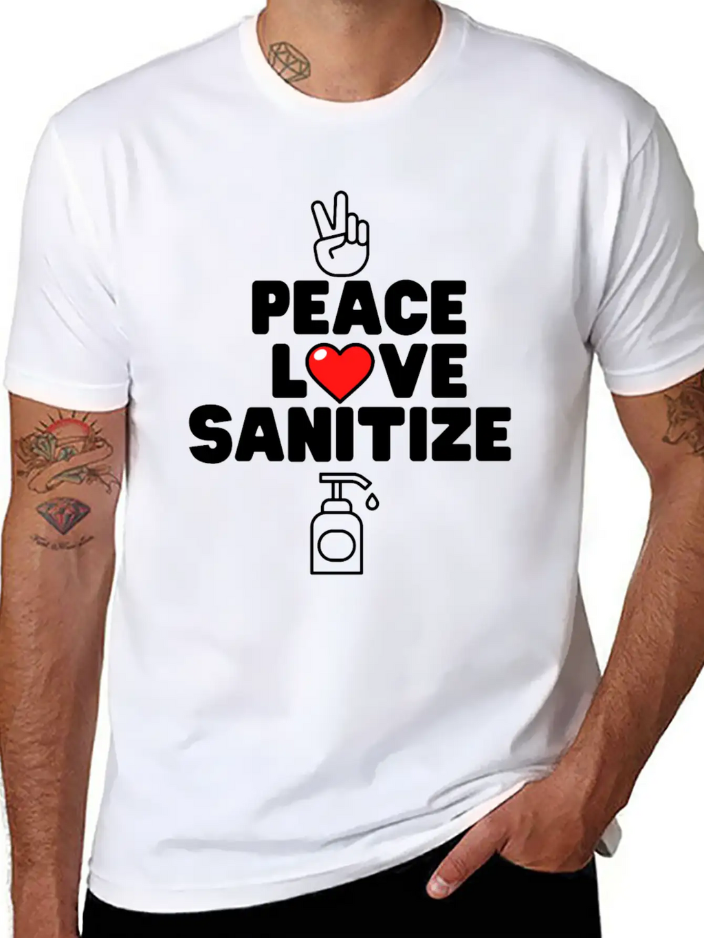 Peace Love Sanitize Funny Social Distancing Gift Classic Cotton Tee – Unisex Comfort For Any Season