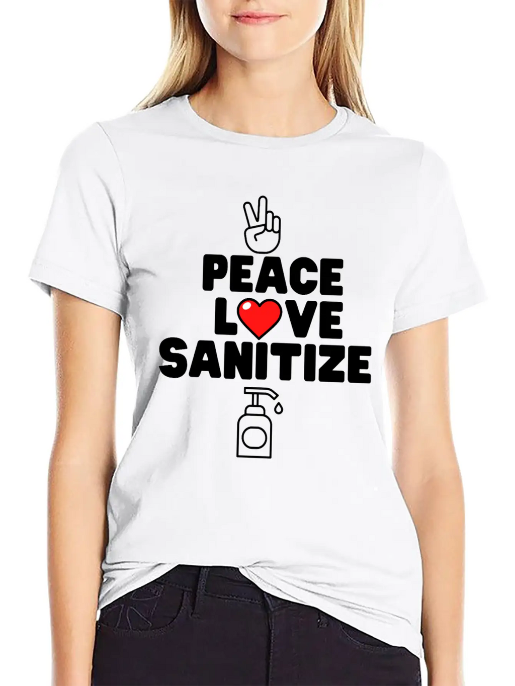 Peace Love Sanitize Funny Social Distancing Gift Classic Cotton Tee – Unisex Comfort For Any Season
