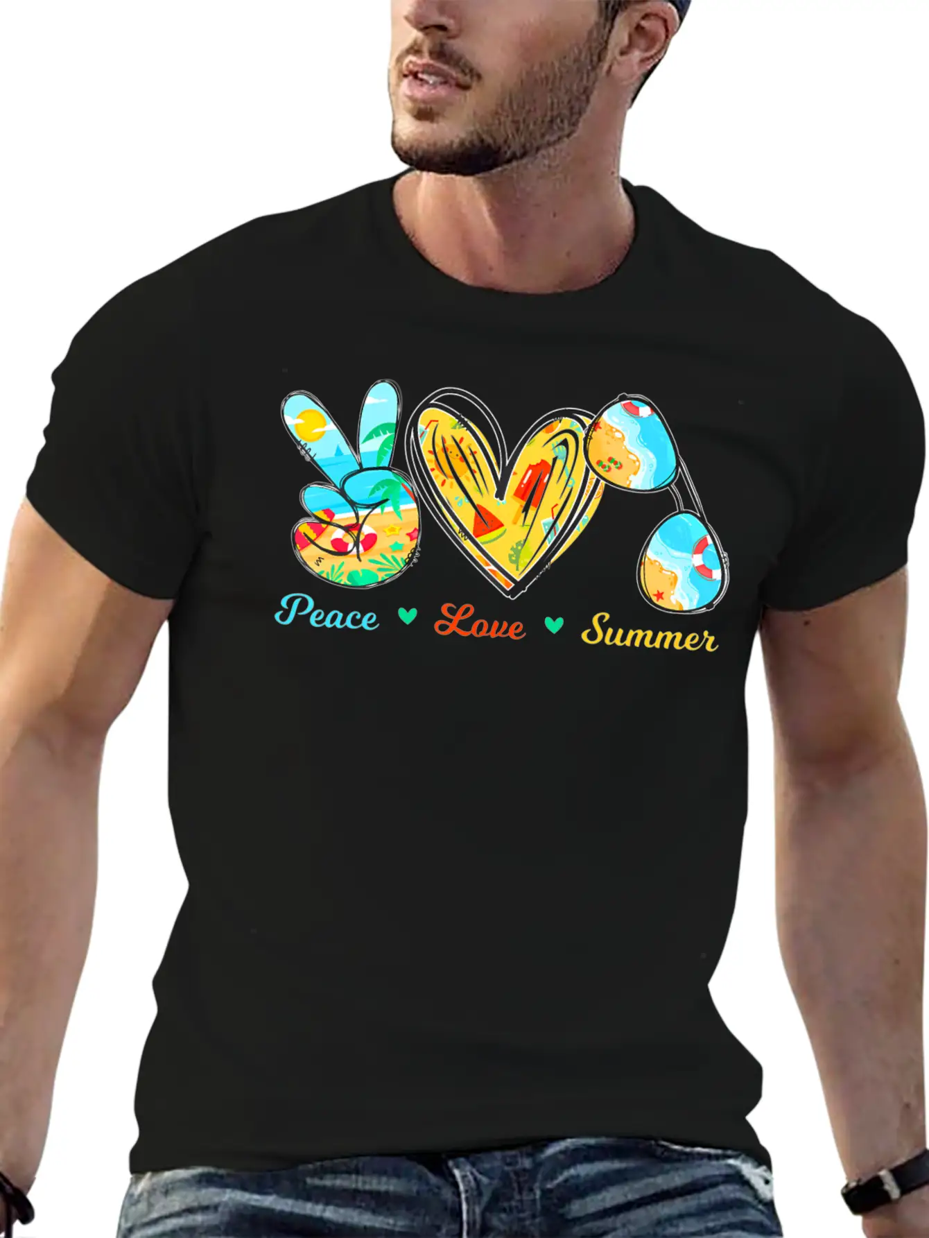 Peace Love Summer Sunglasses Cruise Beach Timeless Short Sleeve Tee – Comfy And Minimalist Design