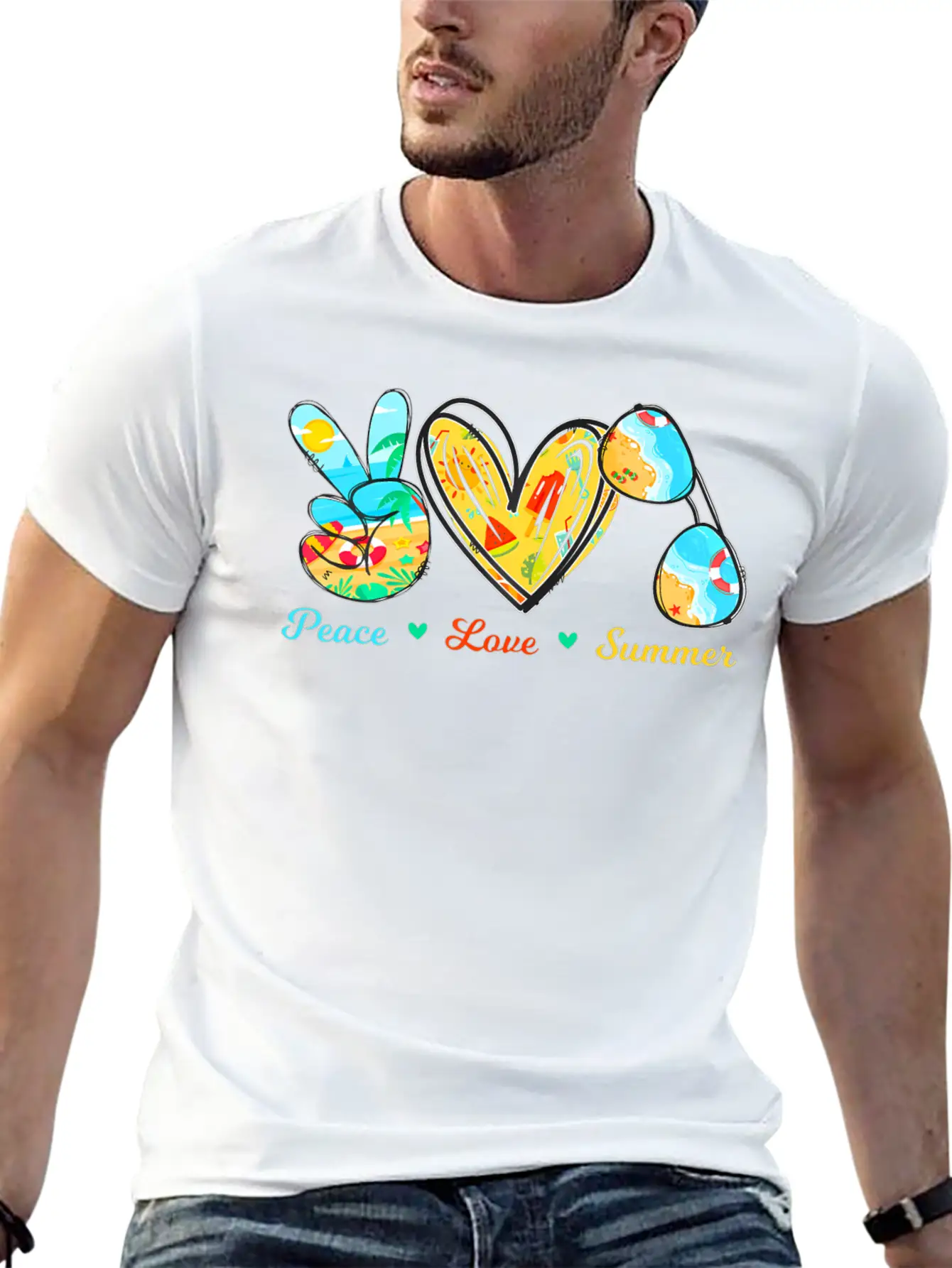 Peace Love Summer Sunglasses Cruise Beach Timeless Short Sleeve Tee – Comfy And Minimalist Design