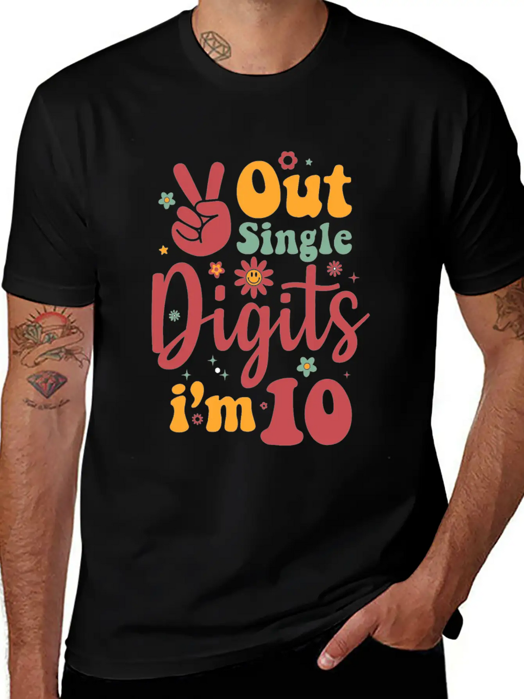 Peace Out Single Digits Im 10 Sign Birthday Timeless Short Sleeve Tee – Comfy And Minimalist Design