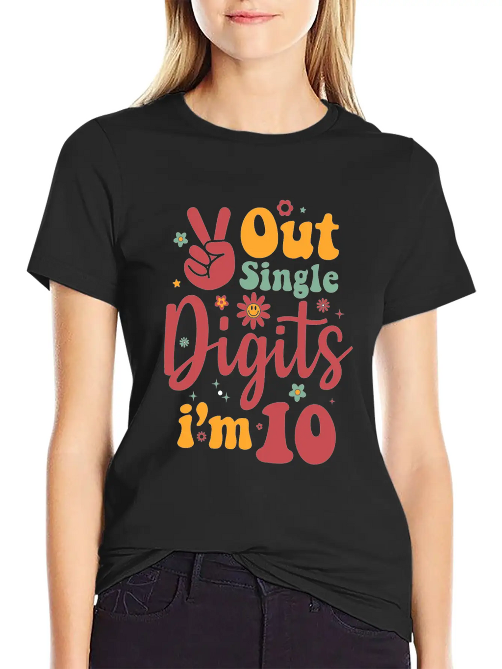Peace Out Single Digits Im 10 Sign Birthday Timeless Short Sleeve Tee – Comfy And Minimalist Design
