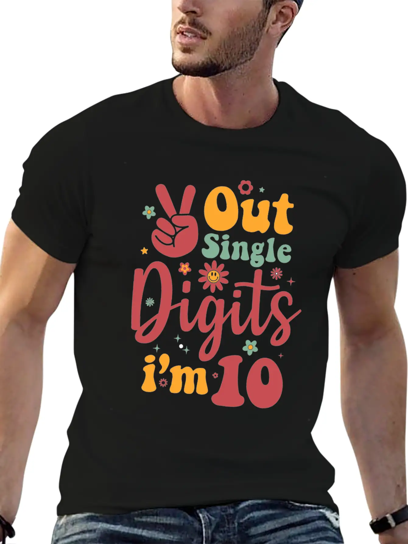Peace Out Single Digits Im 10 Sign Birthday Timeless Short Sleeve Tee – Comfy And Minimalist Design