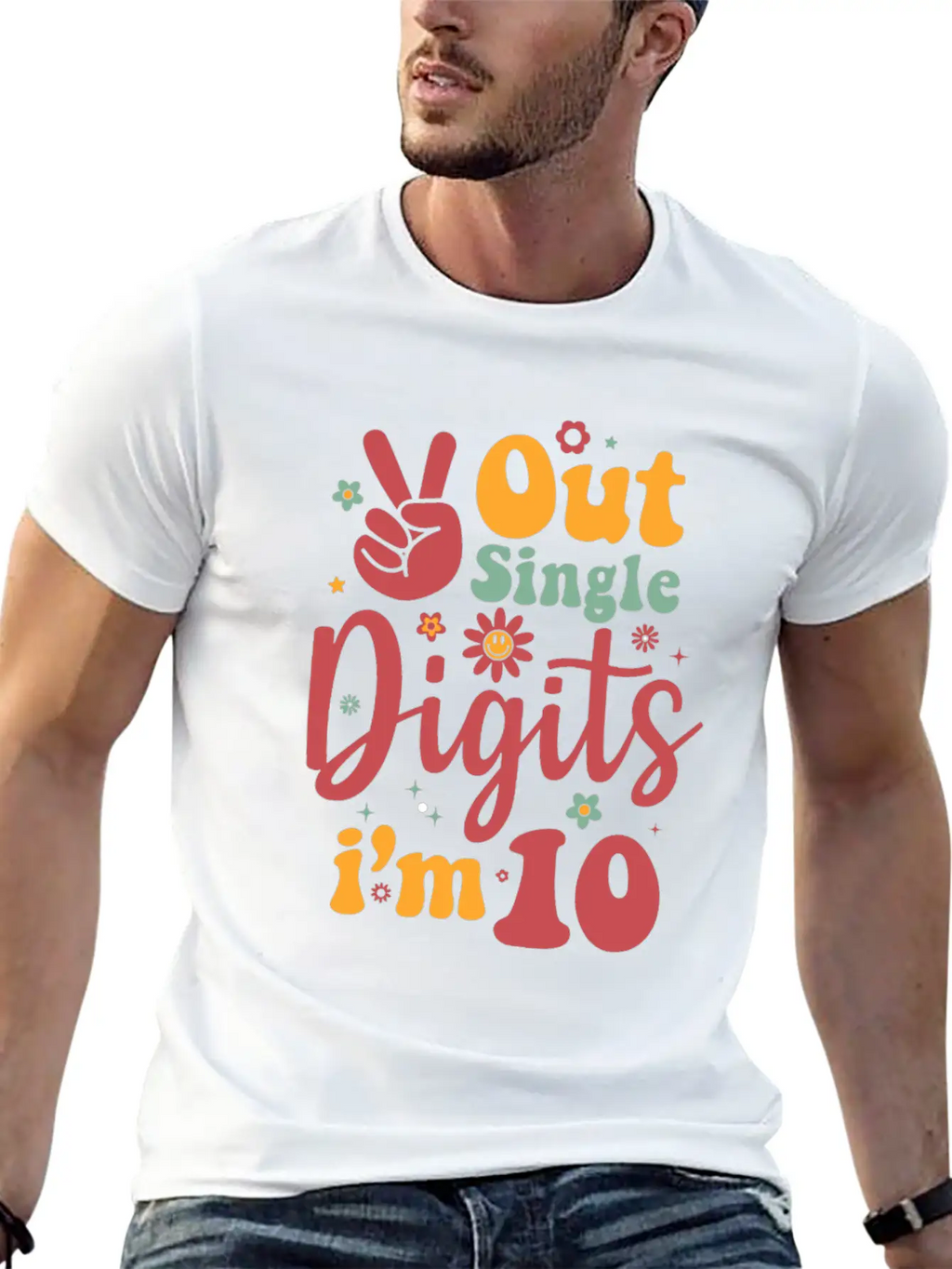 Peace Out Single Digits Im 10 Sign Birthday Timeless Short Sleeve Tee – Comfy And Minimalist Design