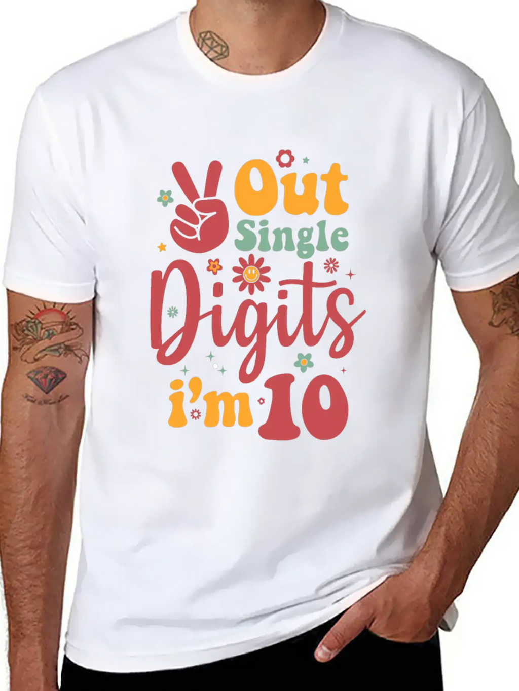 Peace Out Single Digits Im 10 Sign Birthday Timeless Short Sleeve Tee – Comfy And Minimalist Design
