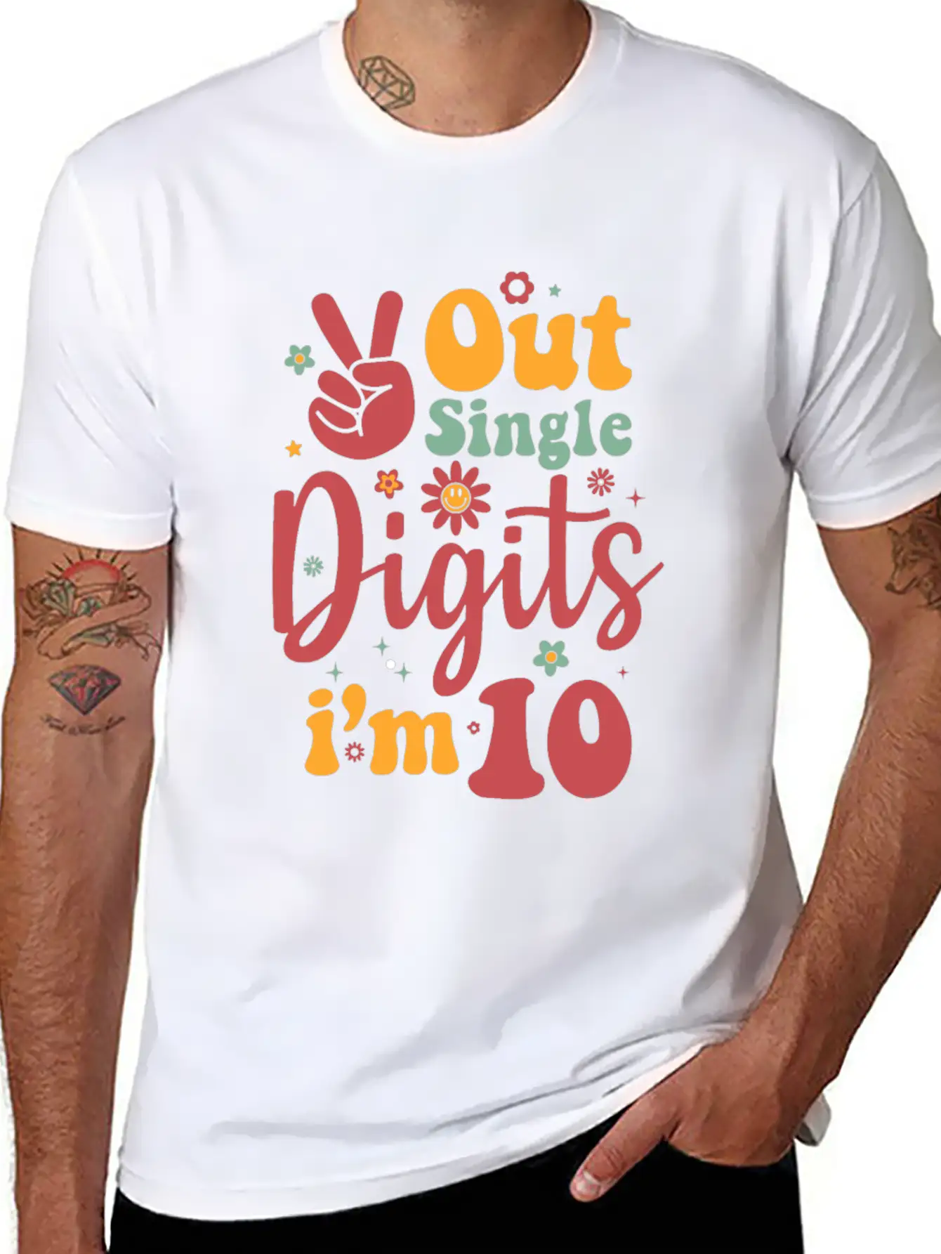 Peace Out Single Digits Im 10 Sign Birthday Timeless Short Sleeve Tee – Comfy And Minimalist Design