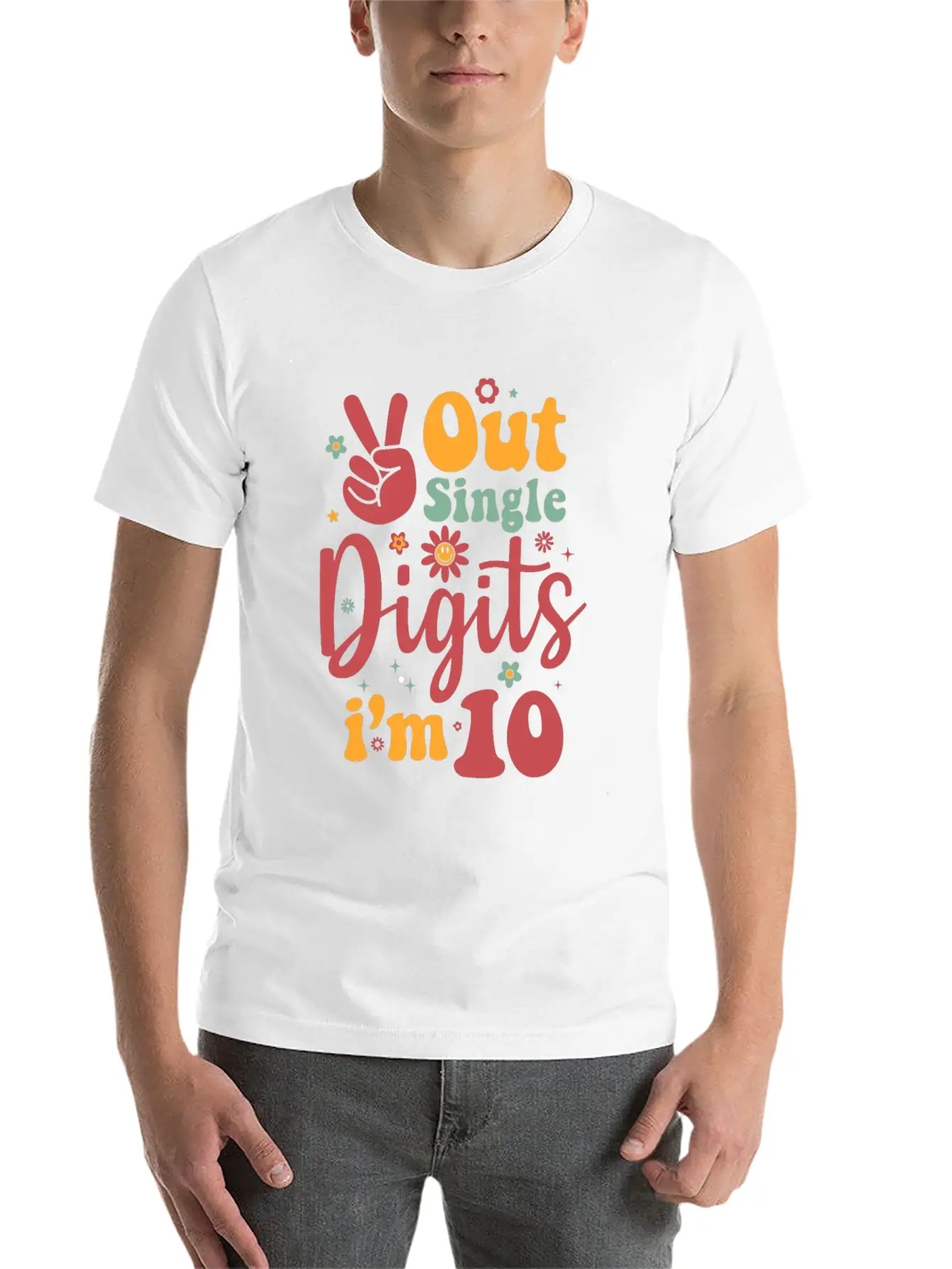 Peace Out Single Digits Im 10 Sign Birthday Timeless Short Sleeve Tee – Comfy And Minimalist Design