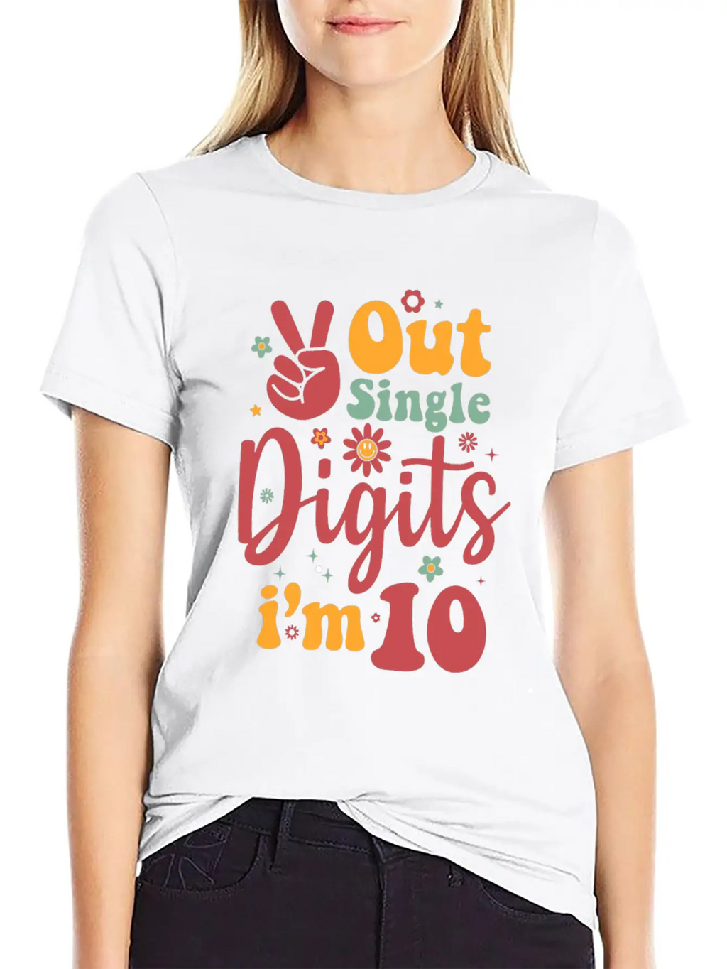 Peace Out Single Digits Im 10 Sign Birthday Timeless Short Sleeve Tee – Comfy And Minimalist Design