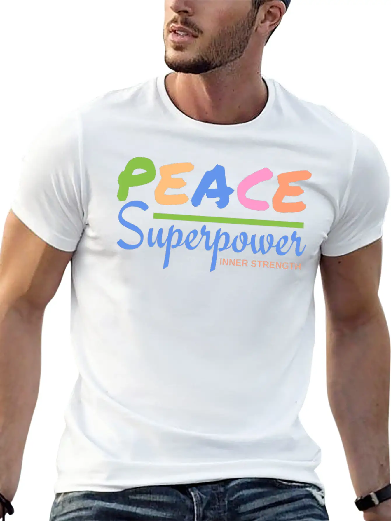 Peace Powerful Breathable Soft Cotton T-Shirt – Timeless Casual Look